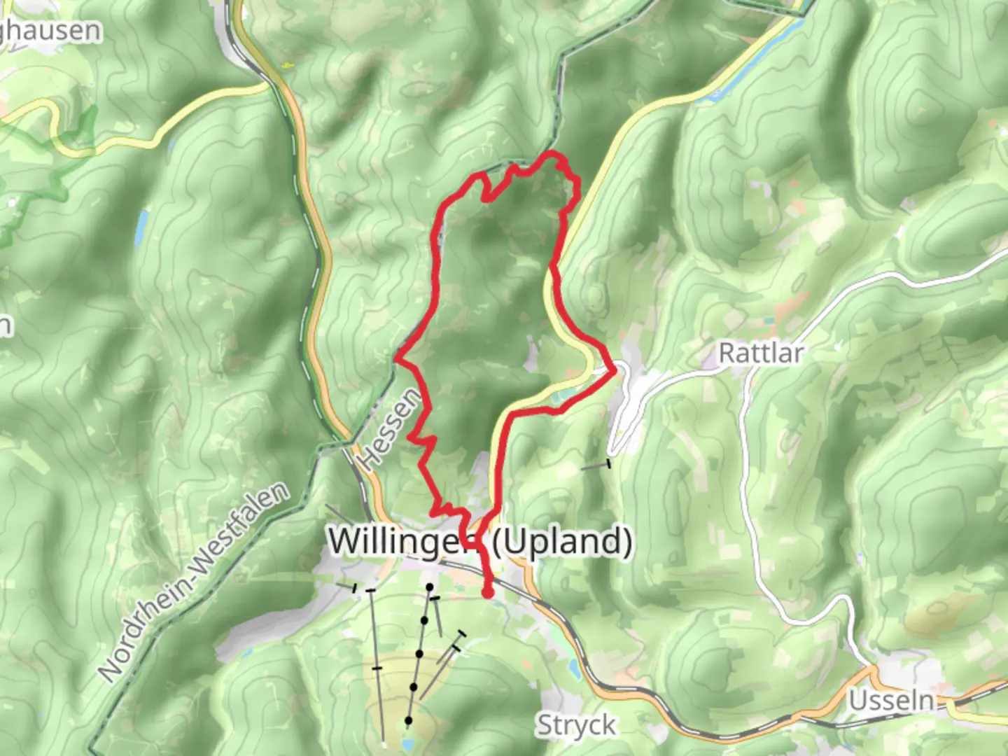 An image depicting the trail Willingen W8 Loop and its surrounding area.