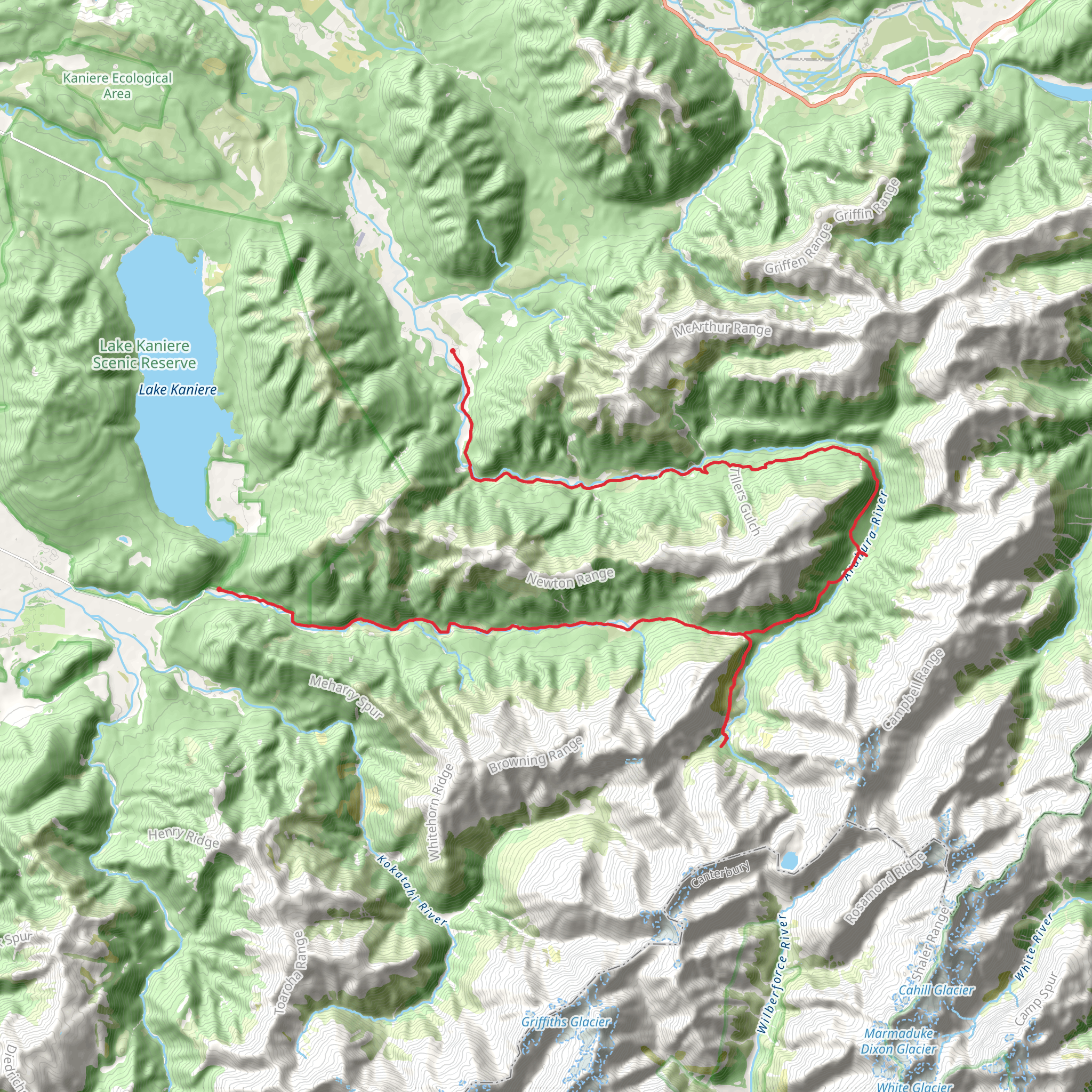Arahura and Styx Valleys Track mobile static map