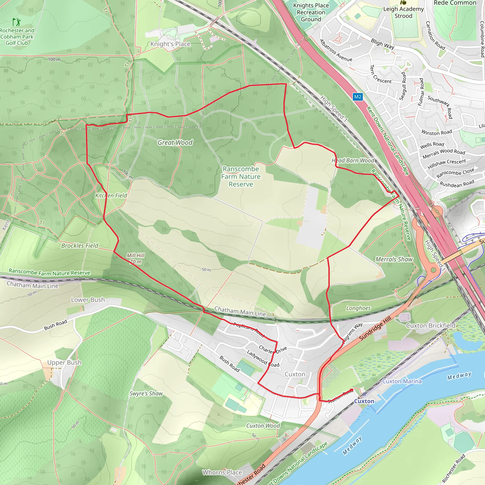 Mill Hill and Great Wood Loop mobile static map