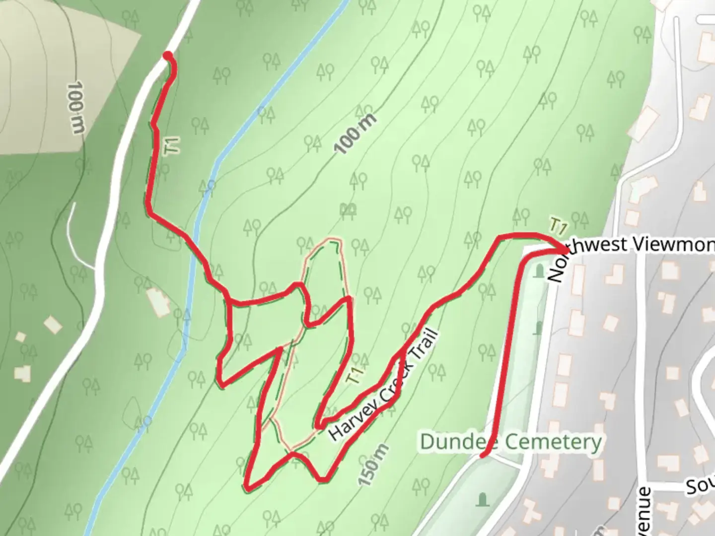 An image depicting the trail Harvey Creek Loop Trail and its surrounding area.