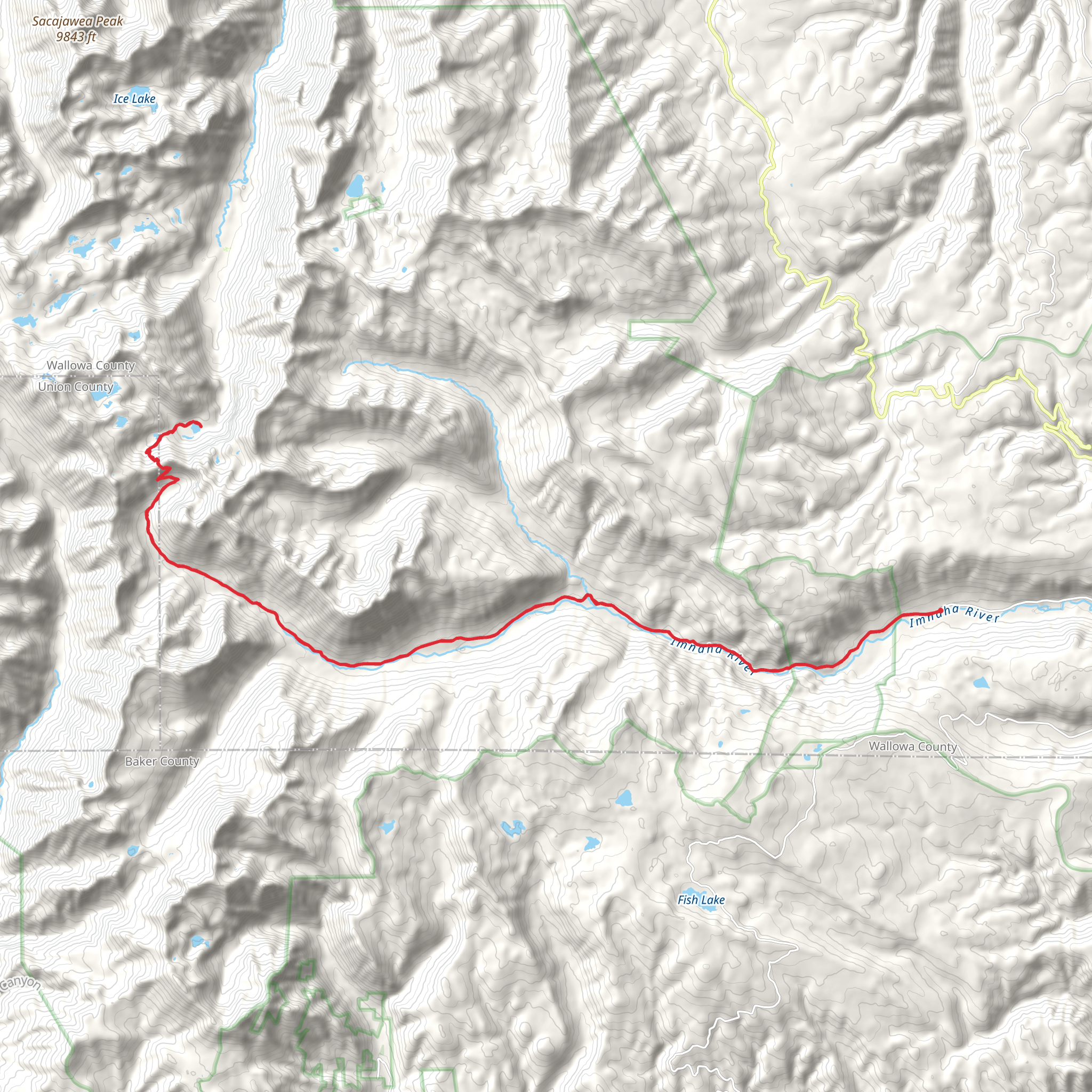 Frazier Lake and Hawkins Pass via South Fork Imnaha Trail mobile static map