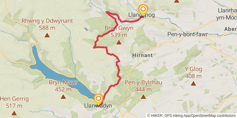 Pont Llogel to Llangynog in Powys stage 2 Map