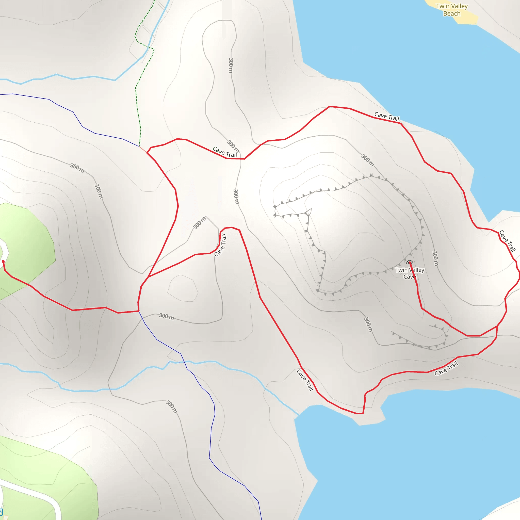 Twin Valley Lake - Cave Loop Trail mobile static map