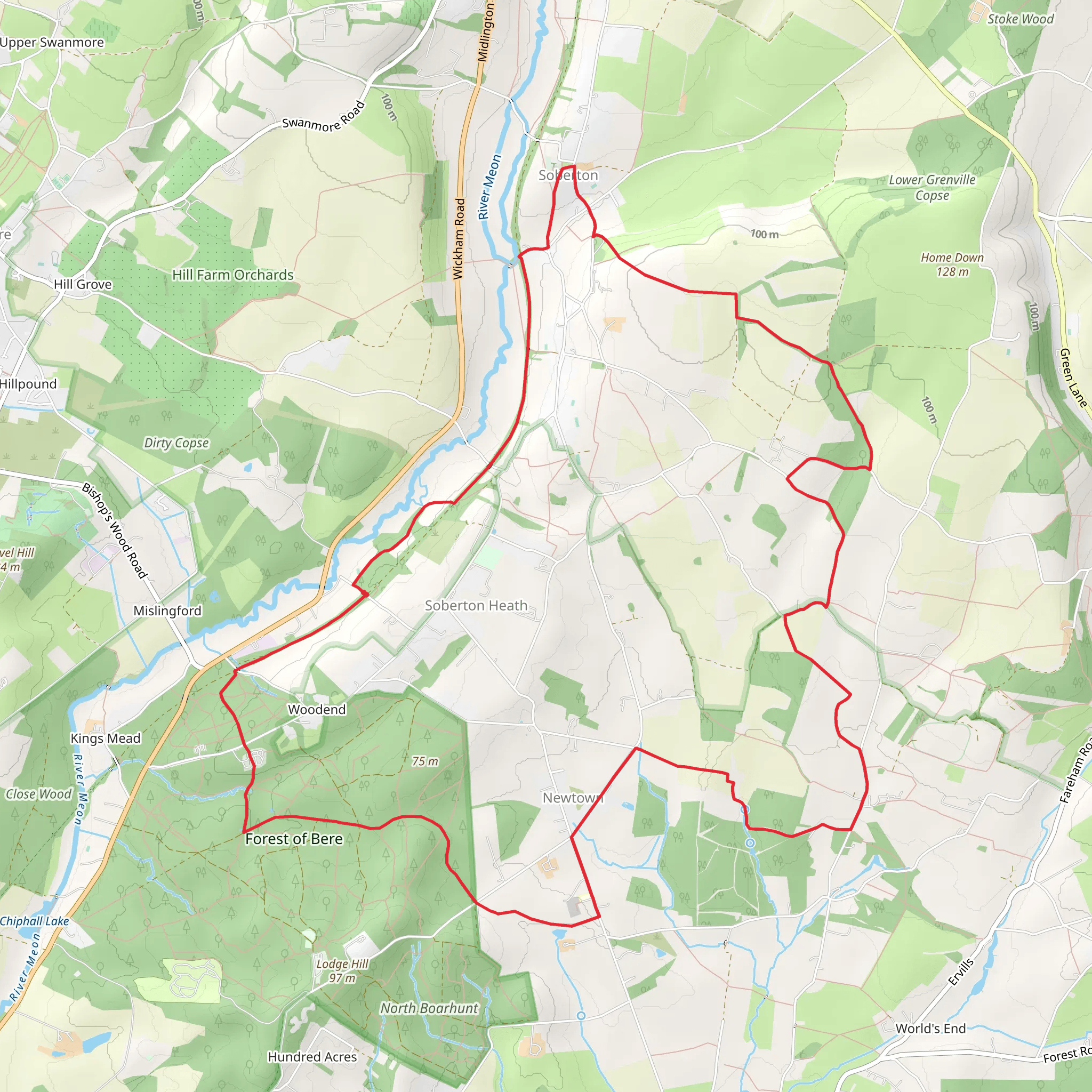 Soberton Heath Loop Walk mobile static map