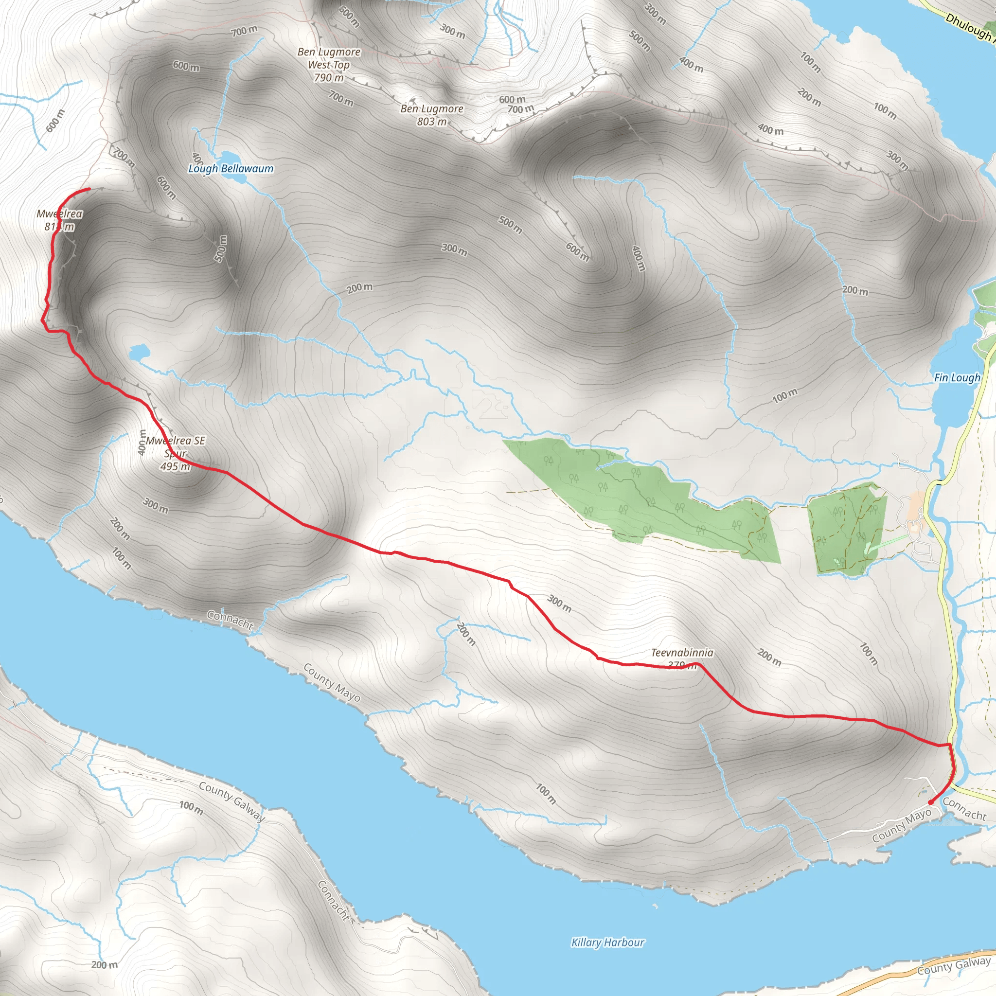 Mweelrea Mountain Walk mobile static map