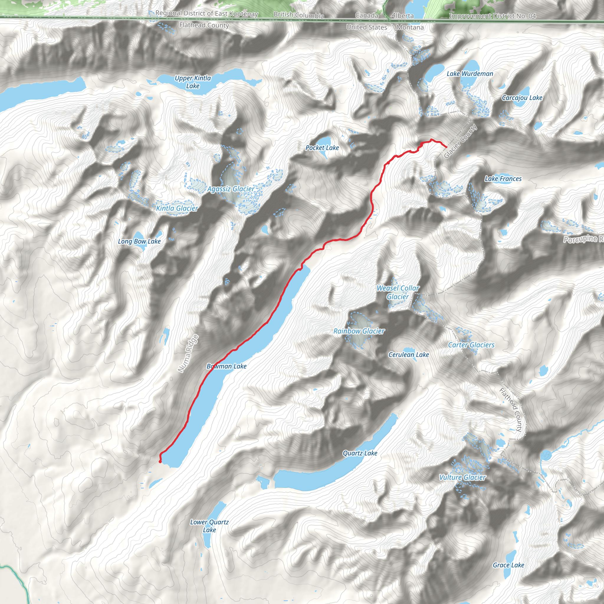 Bowman Lake Trail mobile static map