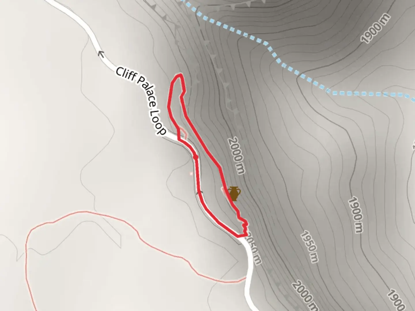 An image depicting the trail Cliff Palace Loop and its surrounding area.