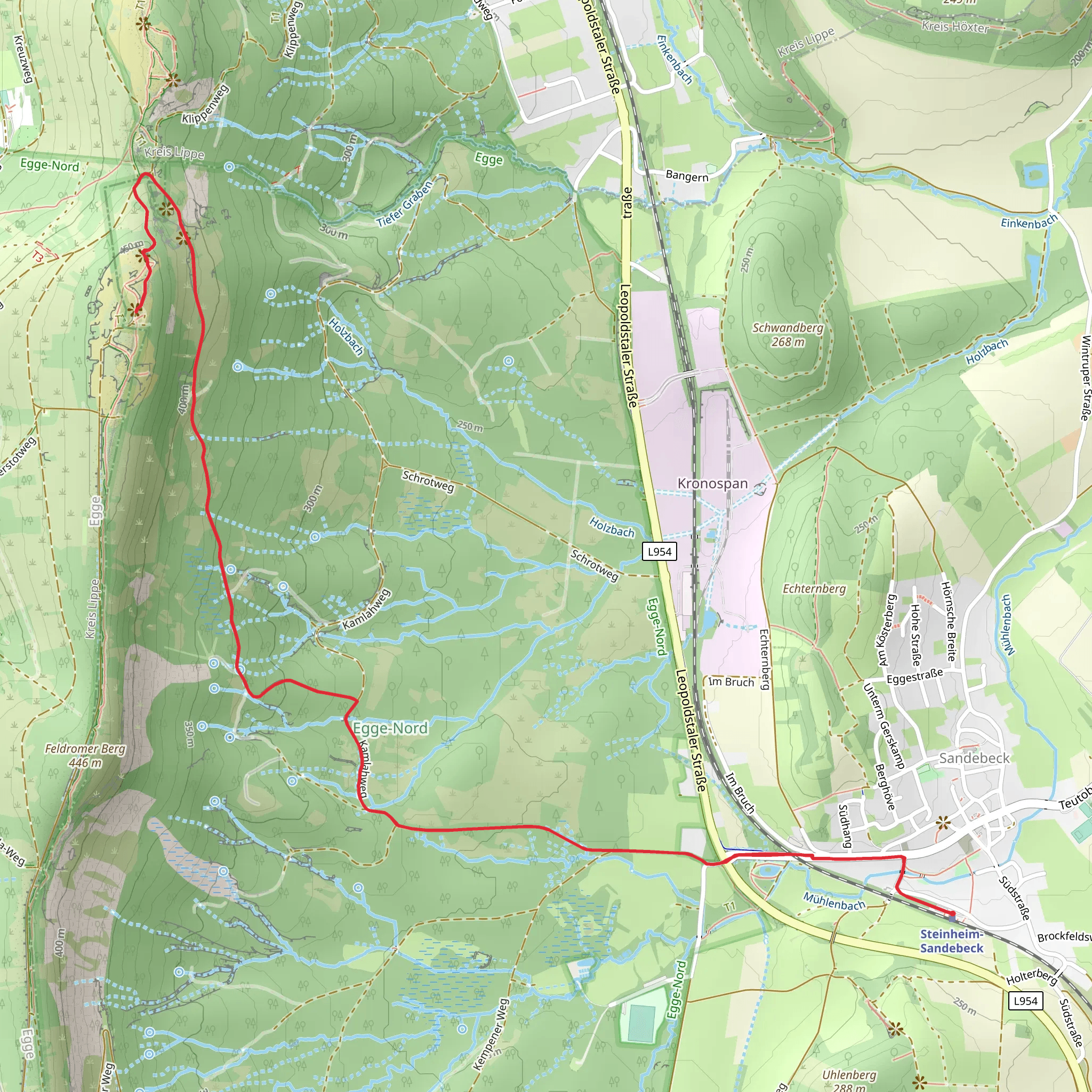Eggeturm and Preußische Velmerstot Walk via Steinheim-Sandebeck mobile static map