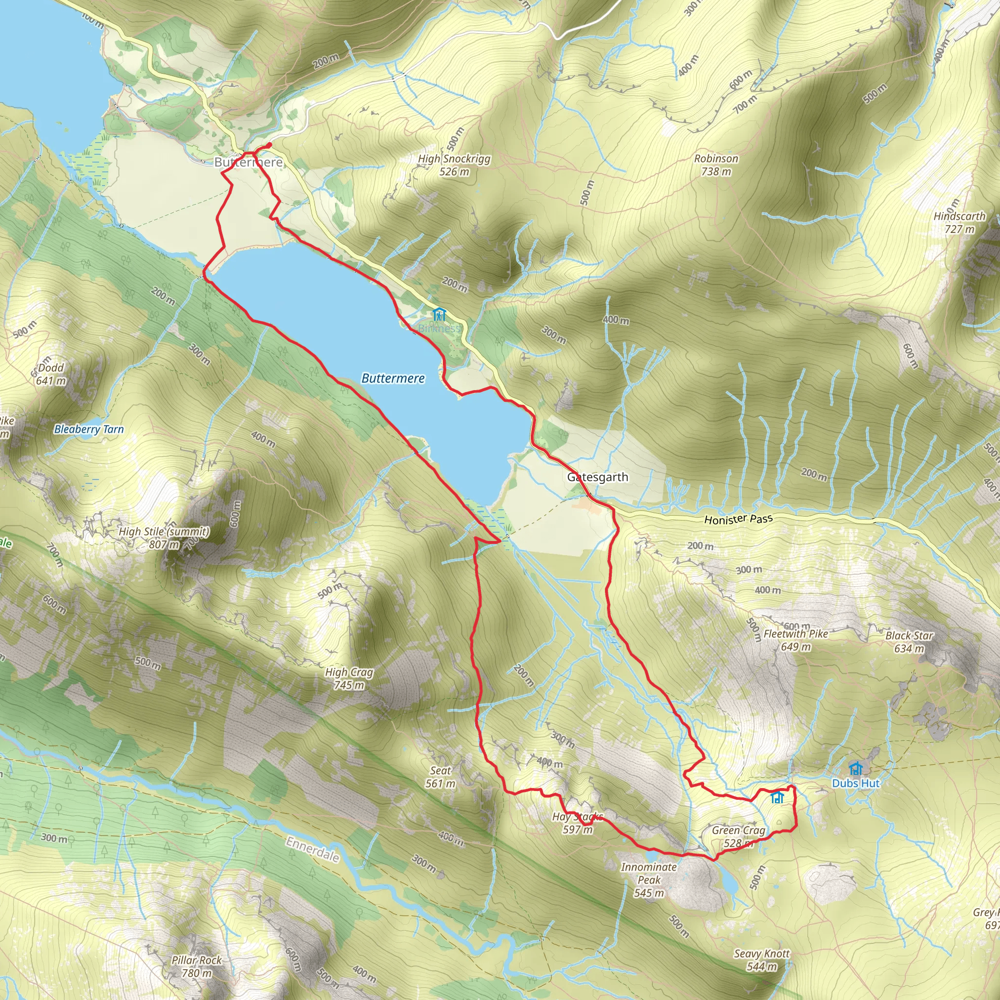 Buttermere, Scarth Gap and Hay Stacks Loop mobile static map