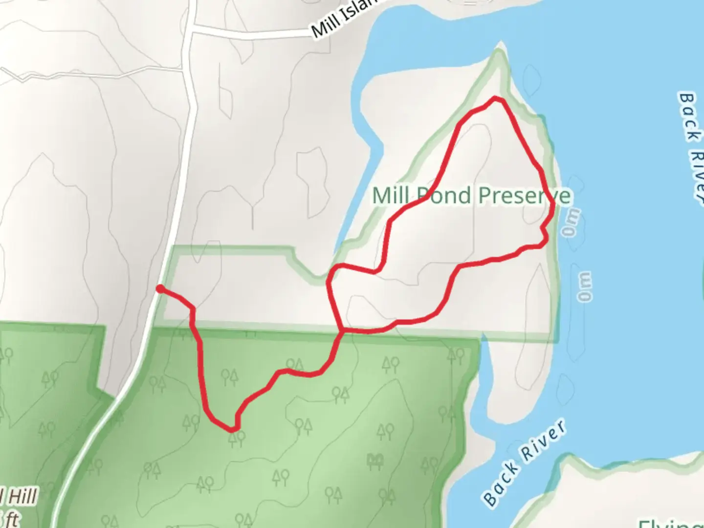 An image depicting the trail Mayflower Way Loop and its surrounding area.