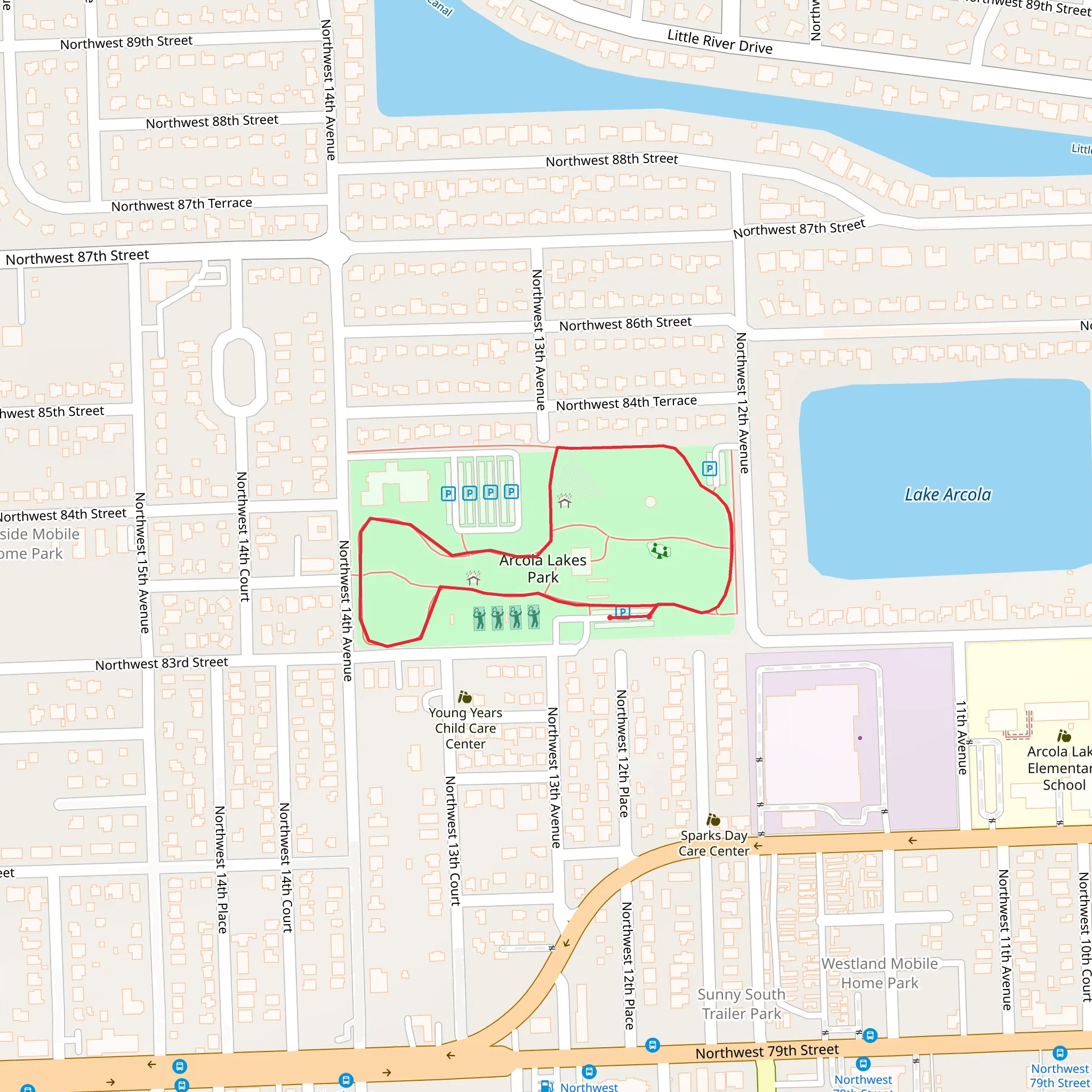 Arcola Lake Park Loop mobile static map