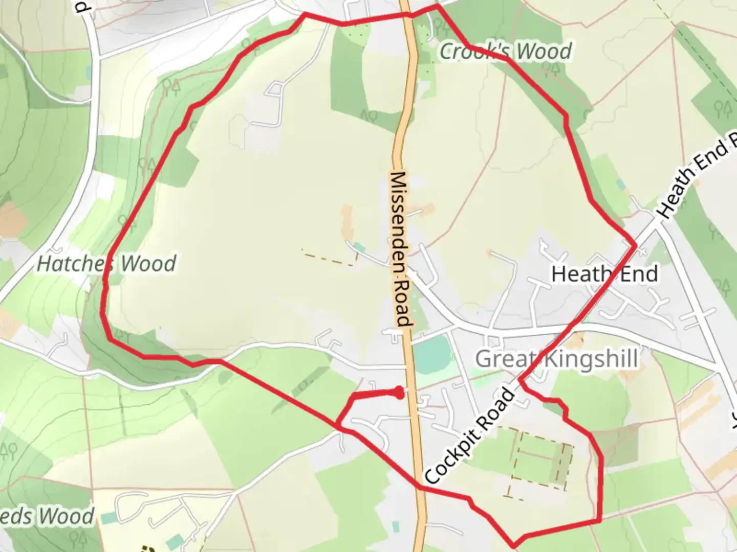 An image depicting the trail Hatches Wood, Longfield Wood and Crook's Wood and its surrounding area.