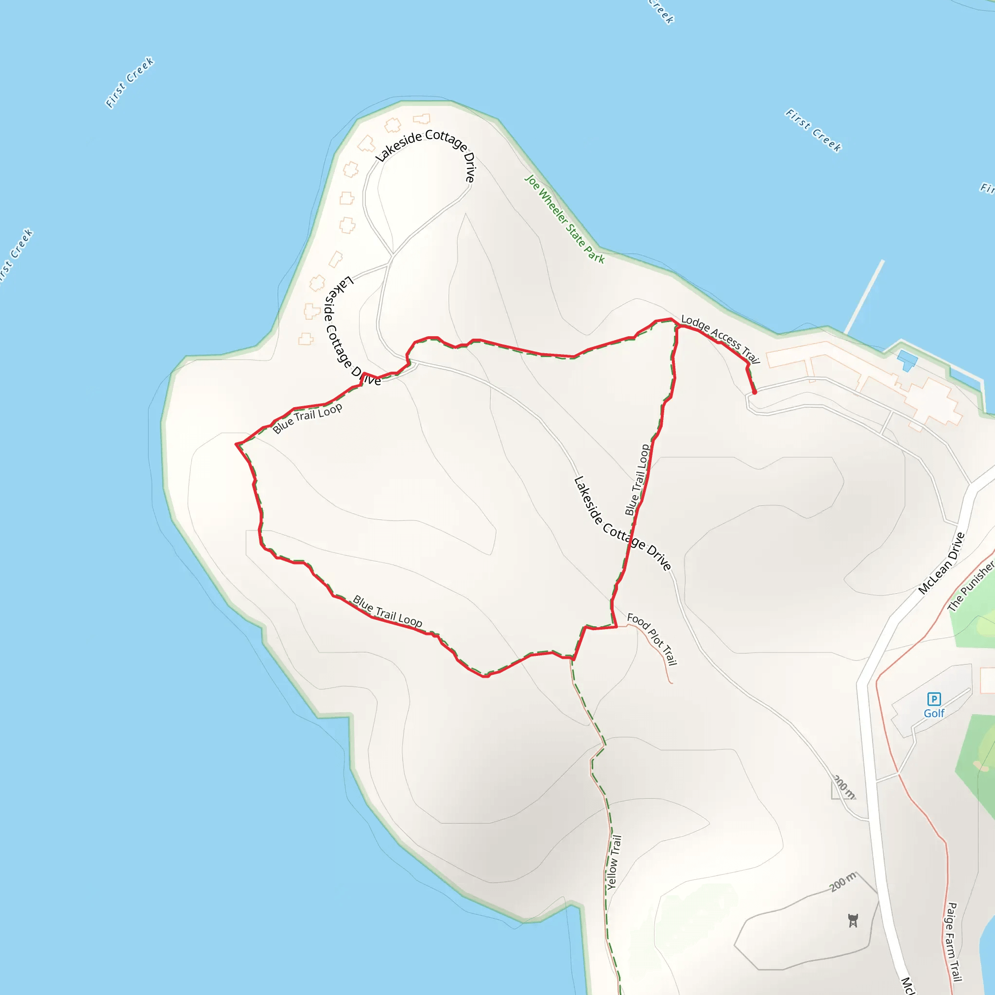 Lodge Access and Blue Loop Trail mobile static map