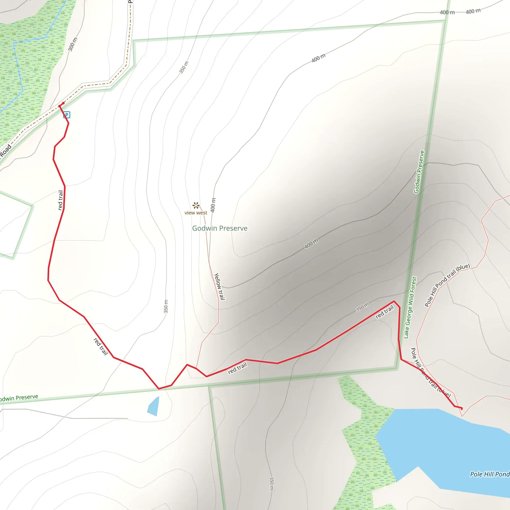 Pole Hill Pond Out and Back mobile static map