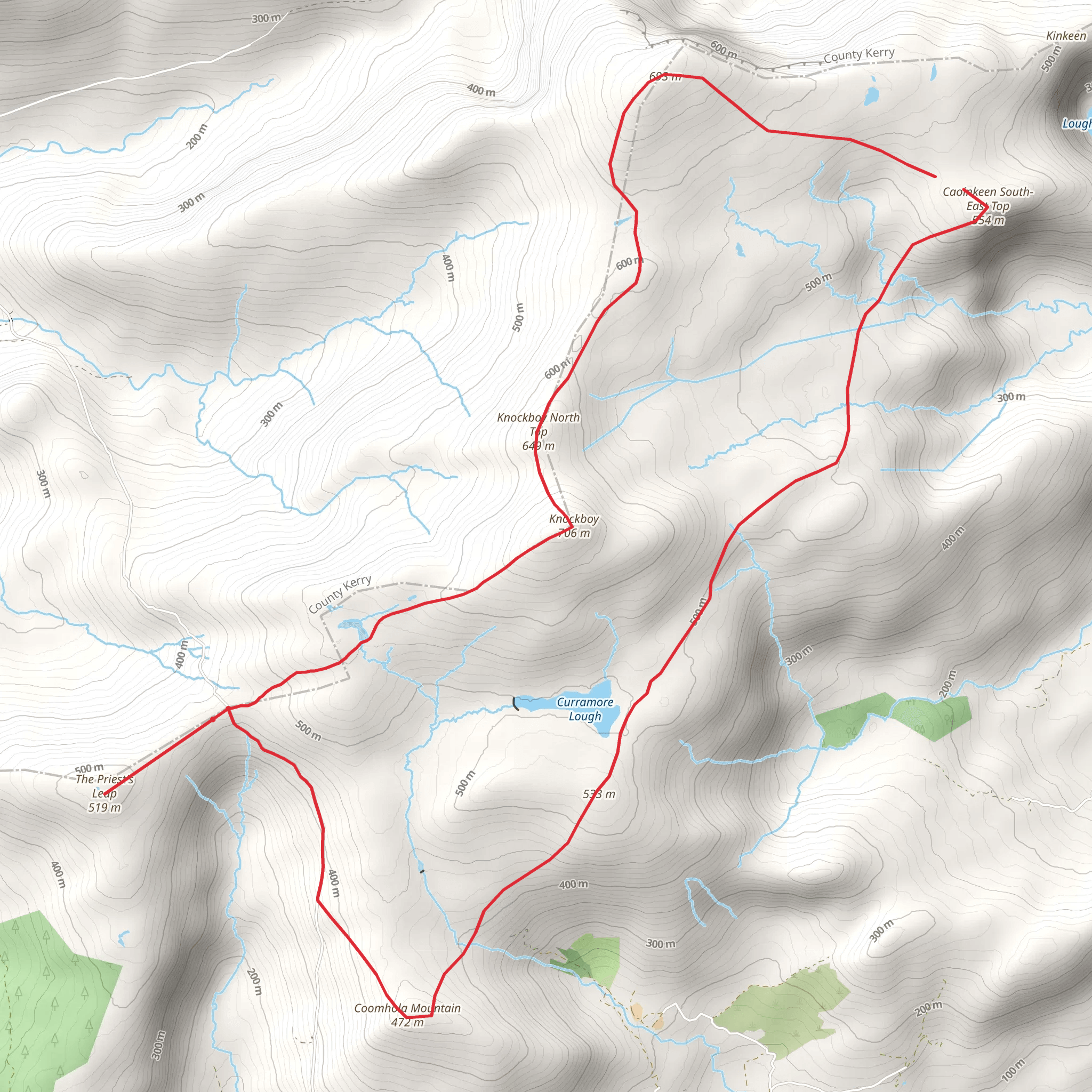 Knockboy and Caoinkeen South East Top Loop mobile static map