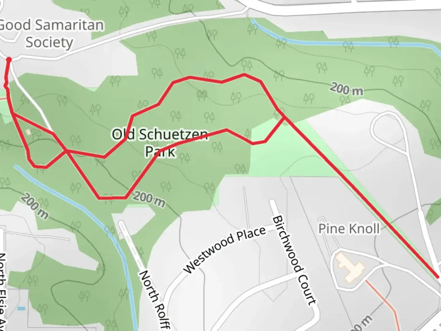 An image depicting the trail Old Schuetzen Park Loop and its surrounding area.