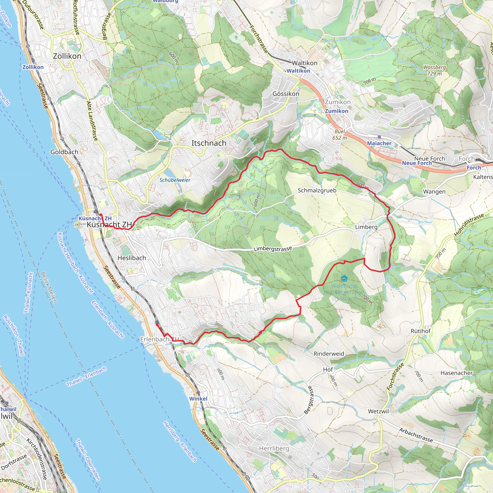 Erlenbach to Küsnacht Trail mobile static map
