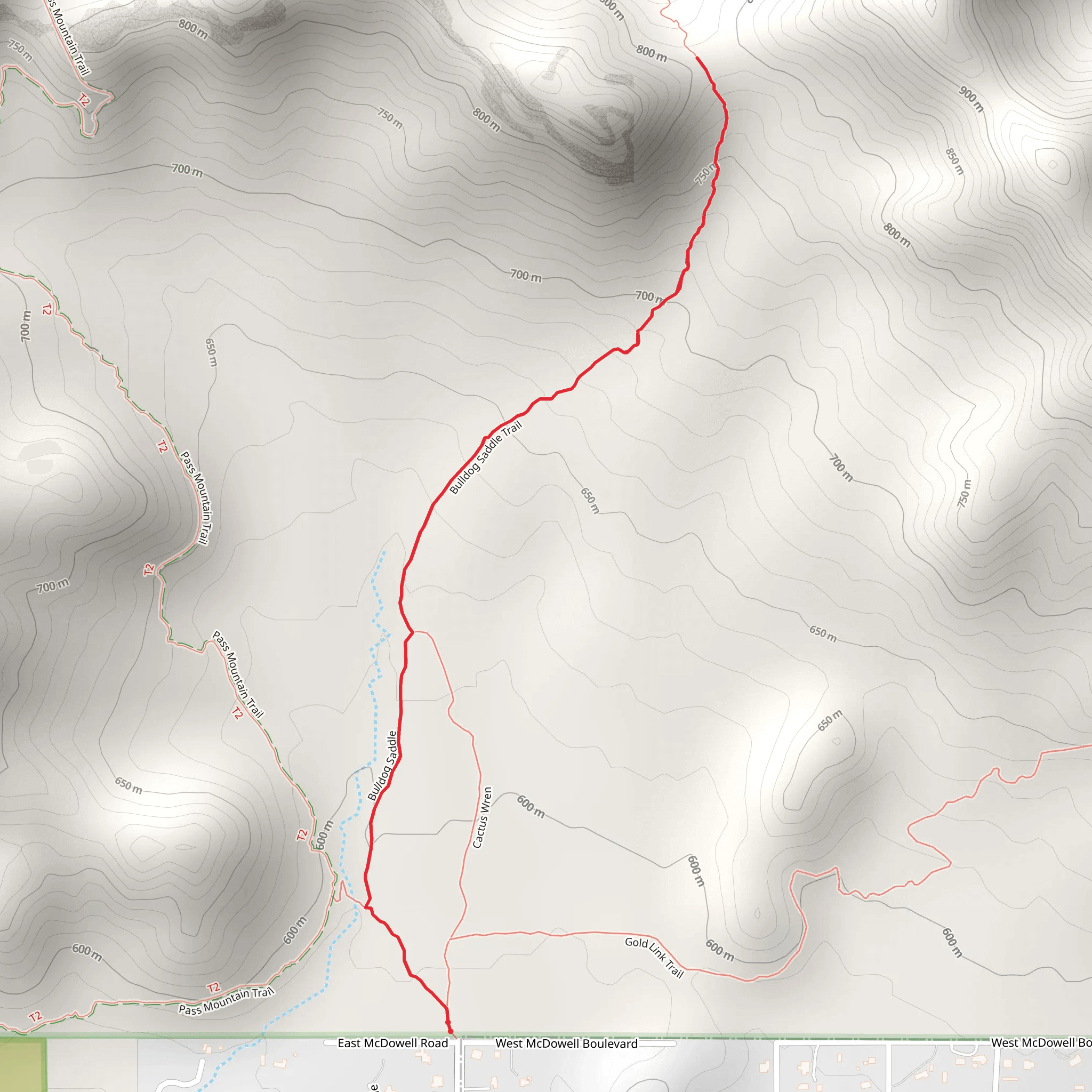 Bulldog Saddle mobile static map