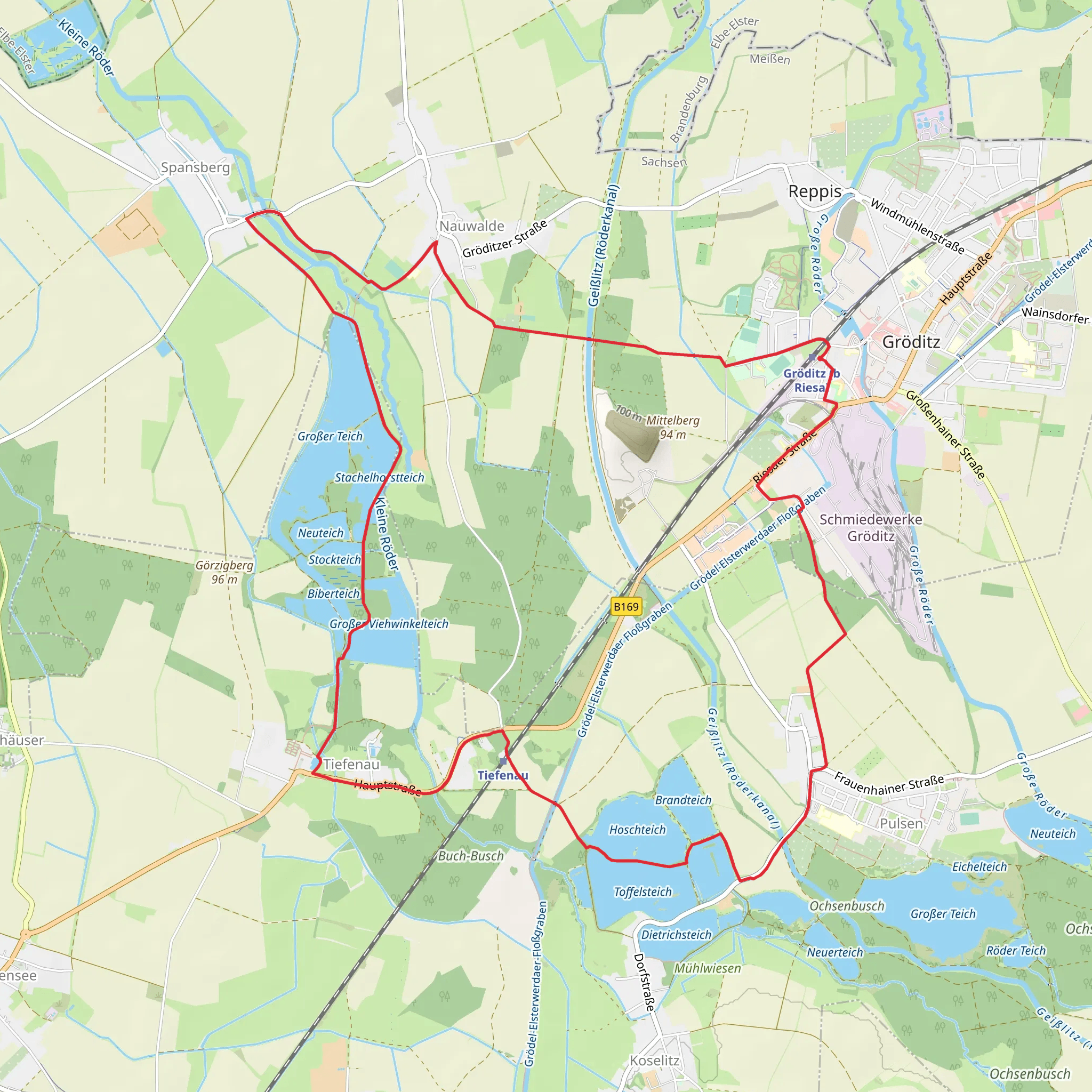 Grober Teich and Hoschteich Loop from Groditz mobile static map