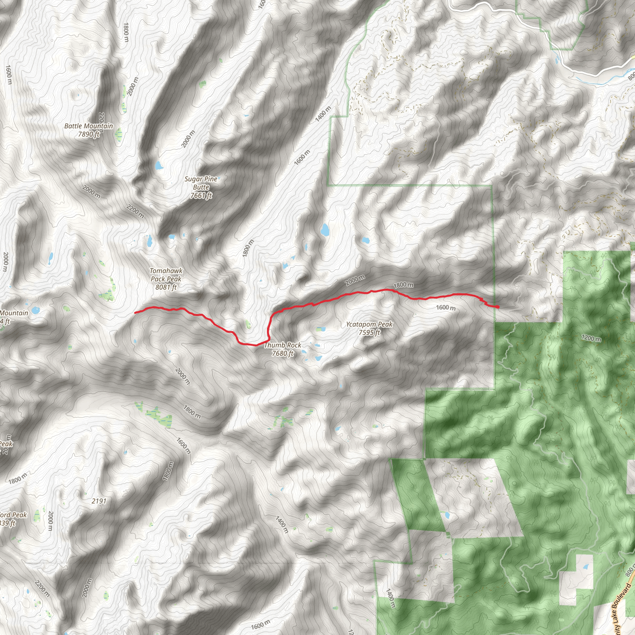 Poison Canyon Trail mobile static map