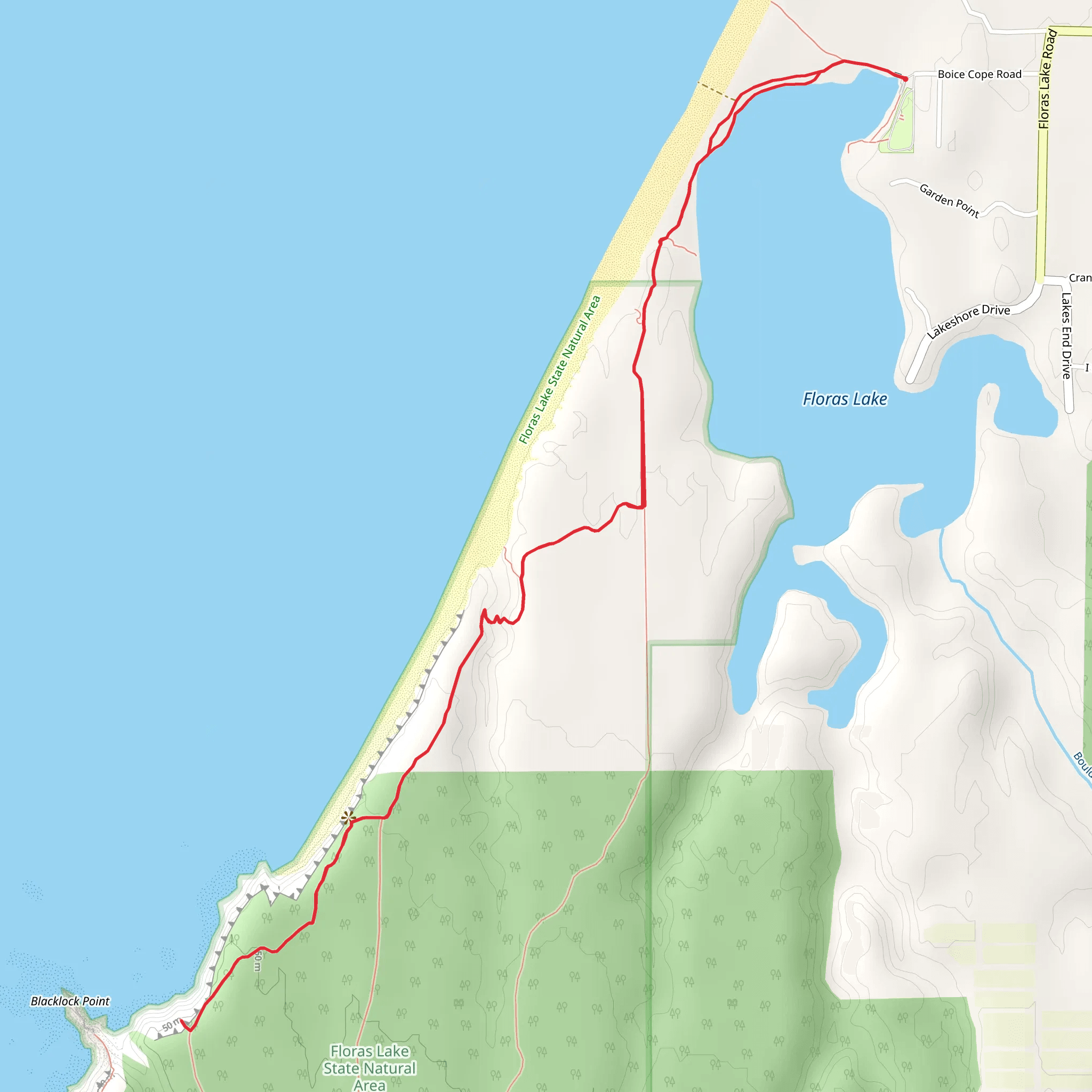 Floras Lake Trail mobile static map