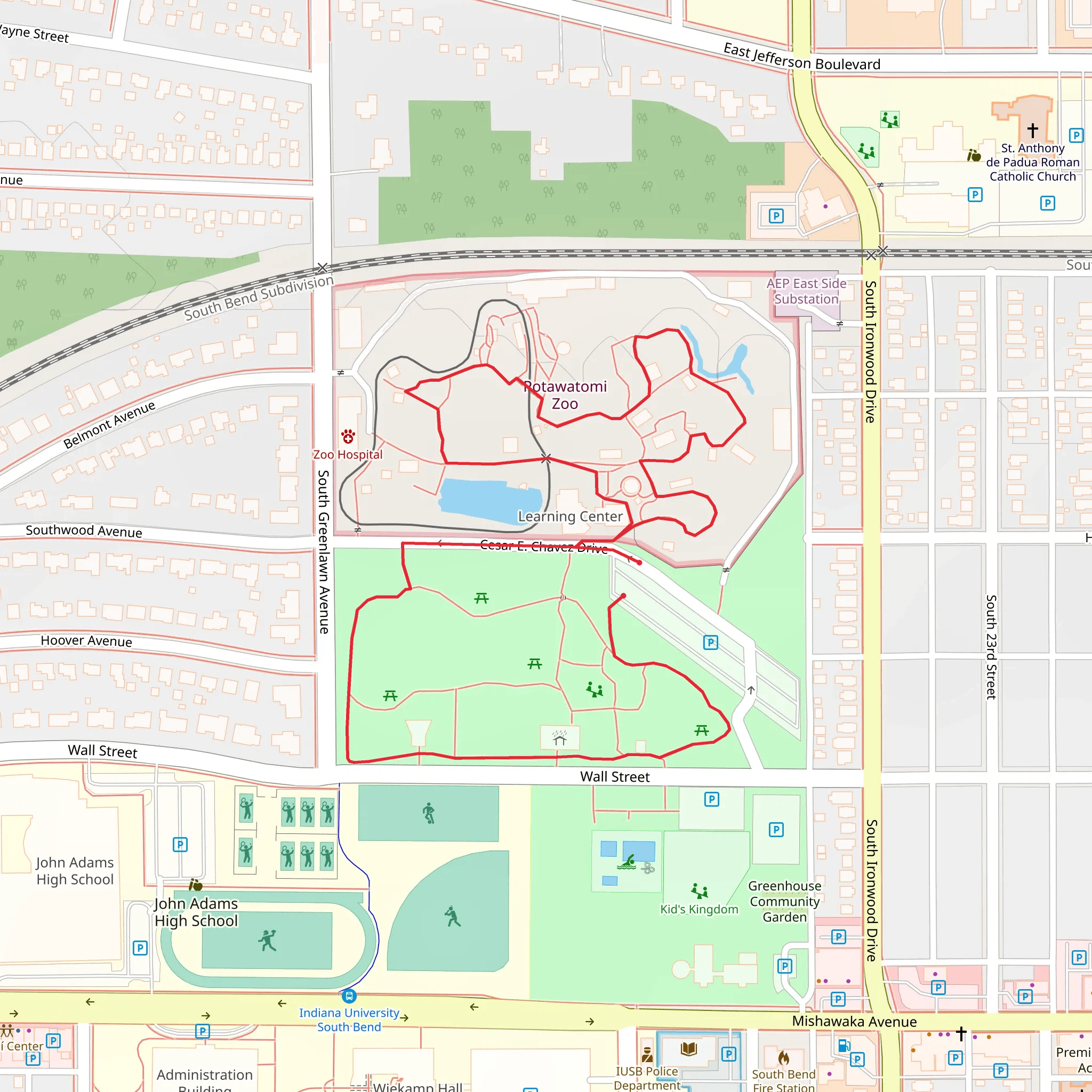 Potawatomi Park and Zoo Loop mobile static map