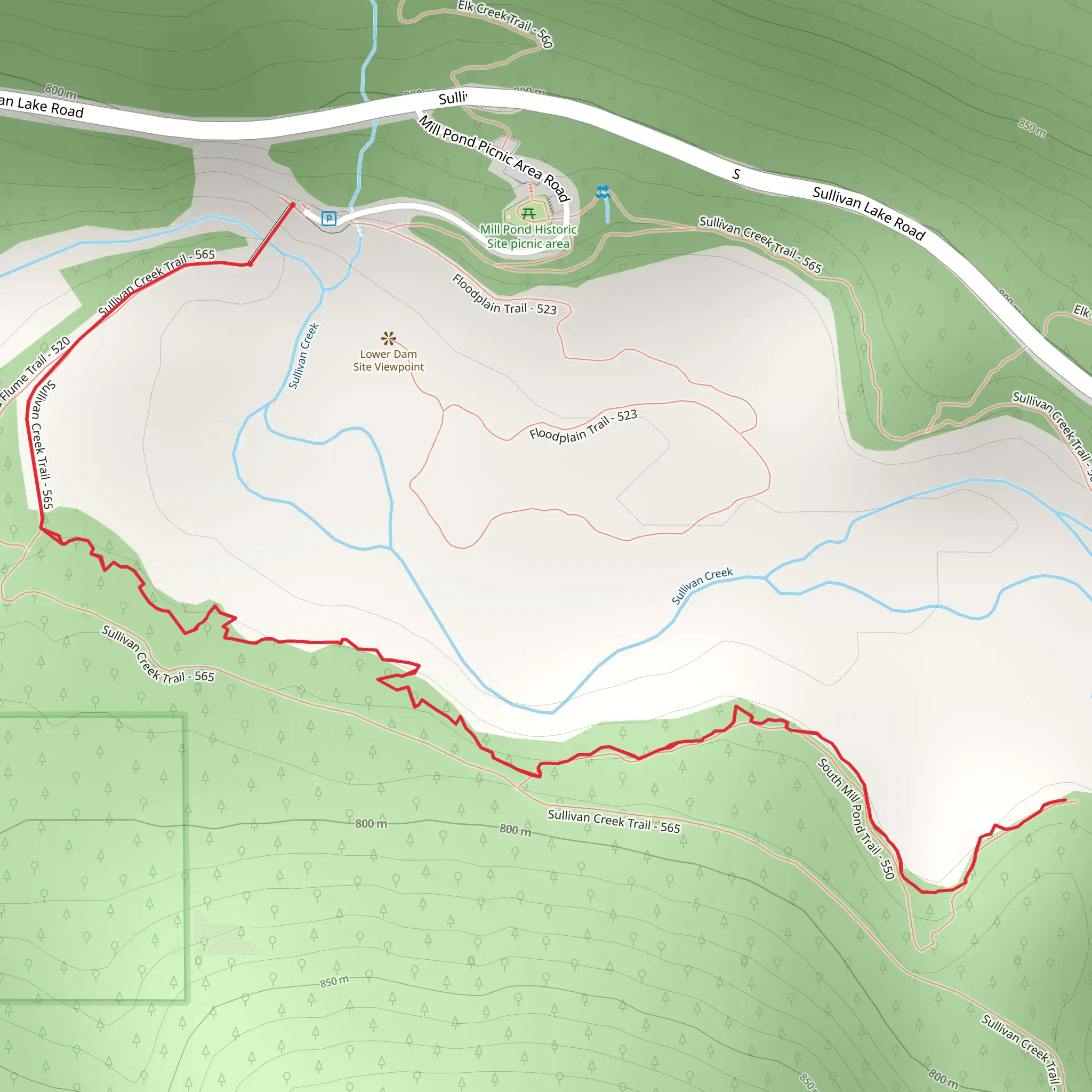 South Mill Pond Trail mobile static map