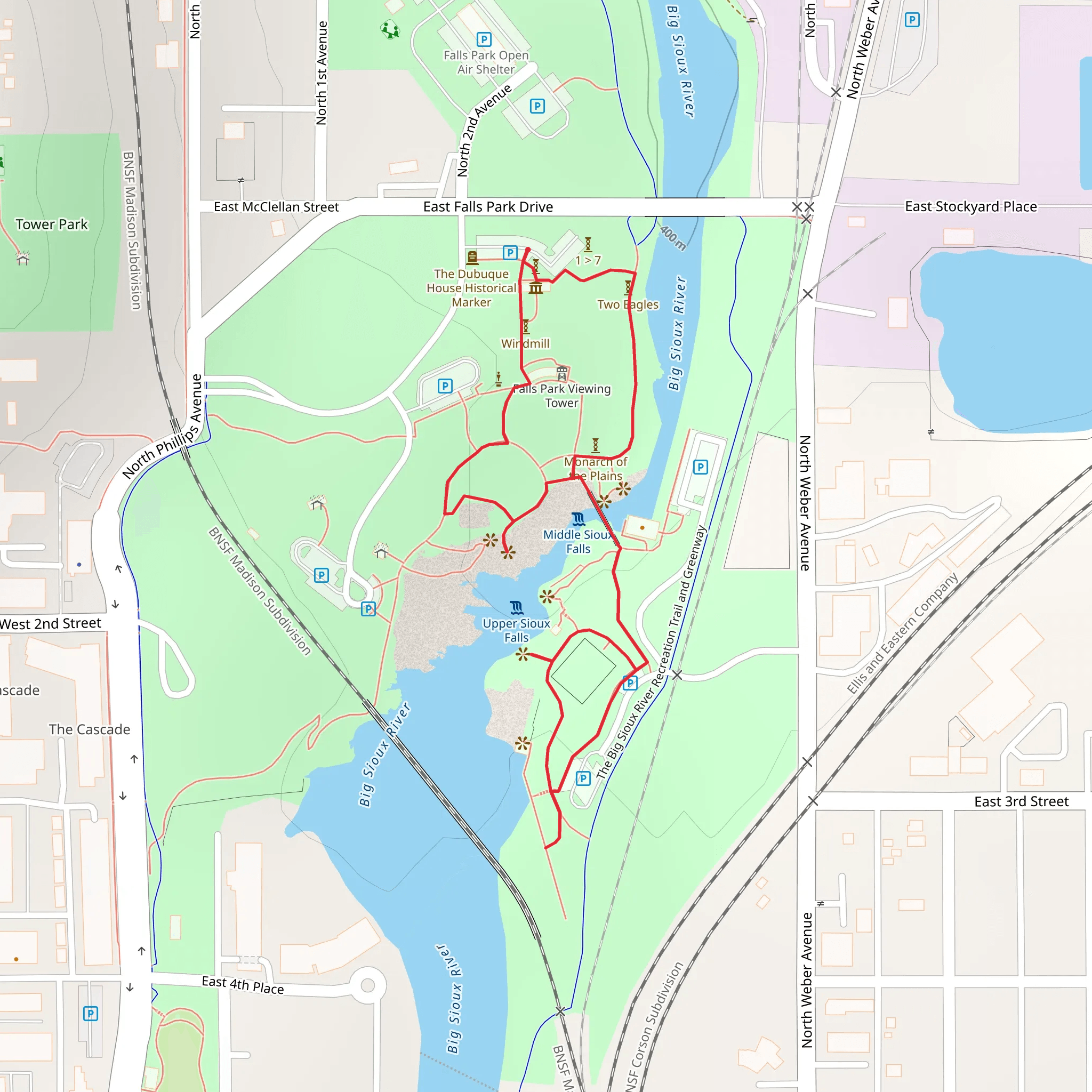 Loop along Big Sioux River mobile static map