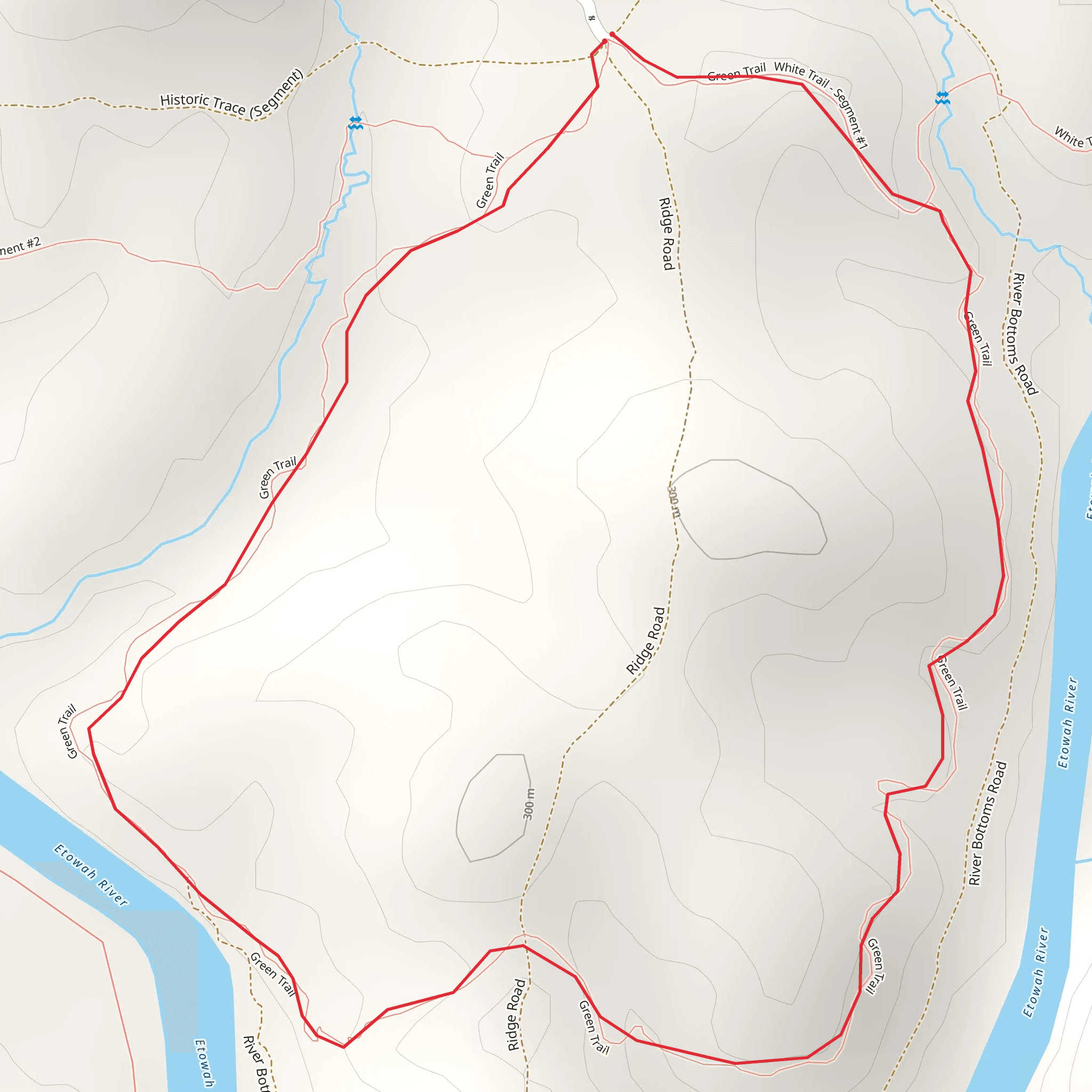 Loop along Etowah River from Johnson Trail mobile static map