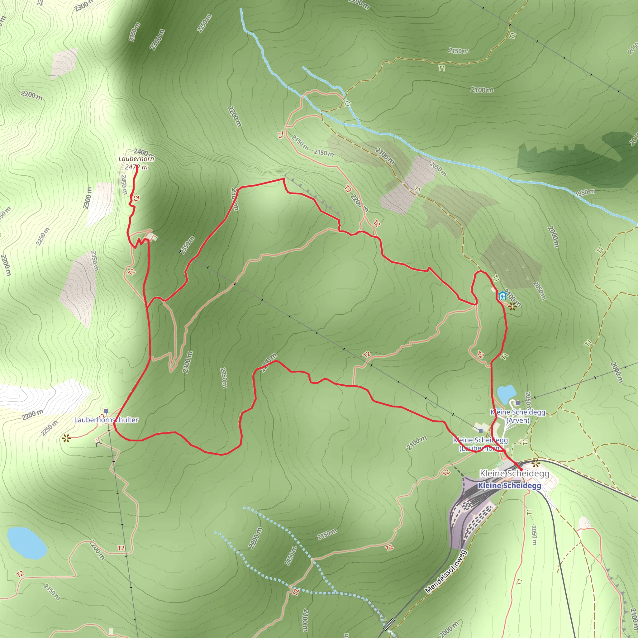 Kleine Scheidegg - Lauberhorn Mountain Peak mobile static map