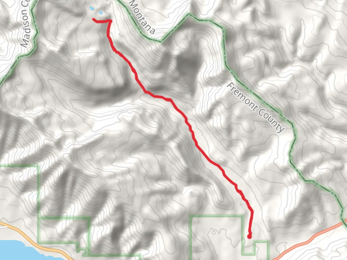 An image depicting the trail Targhee Creek from Forest Road 57 and its surrounding area.