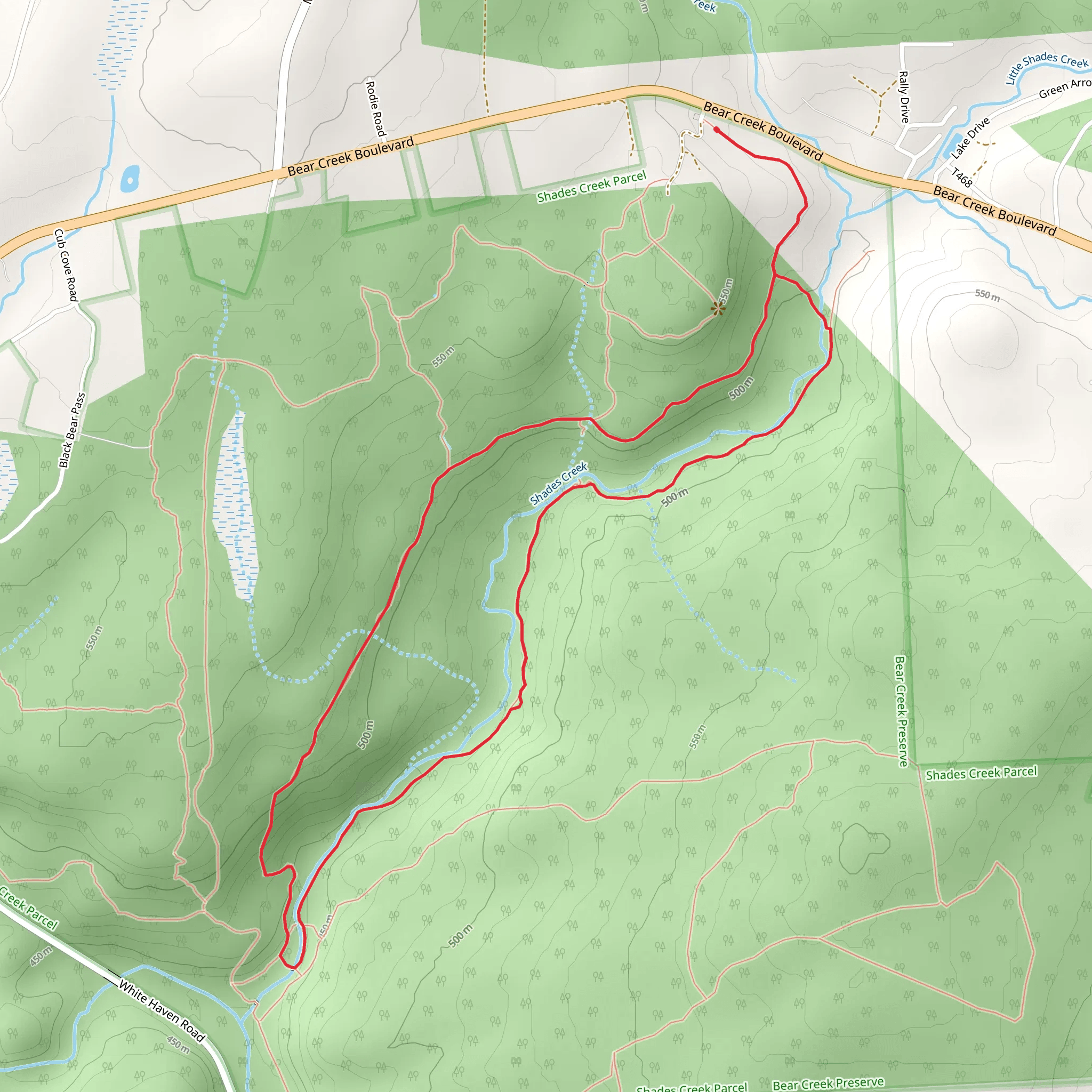 Shades Creek via Gray Trail Loop mobile static map