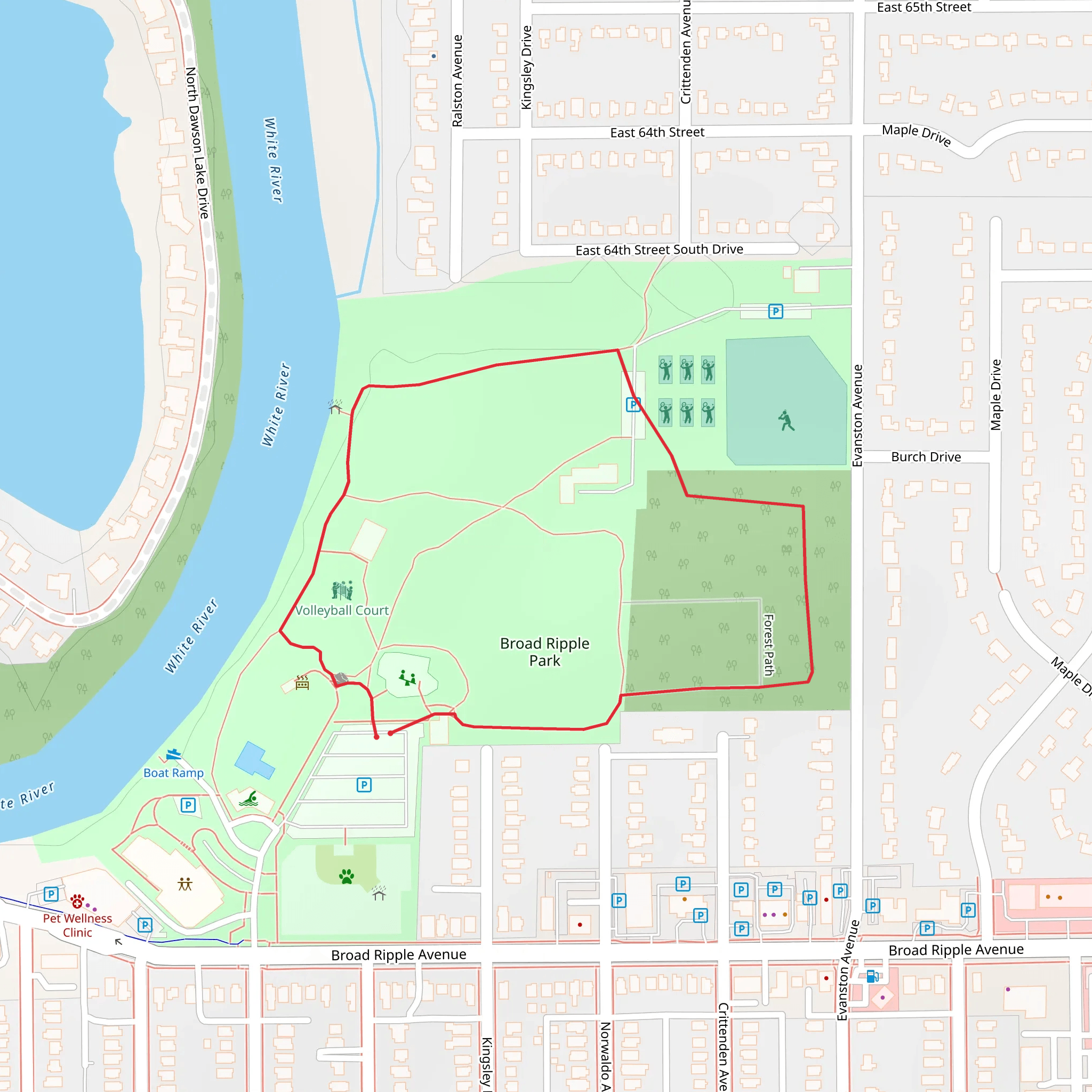 Broad Ripple Park Loop mobile static map