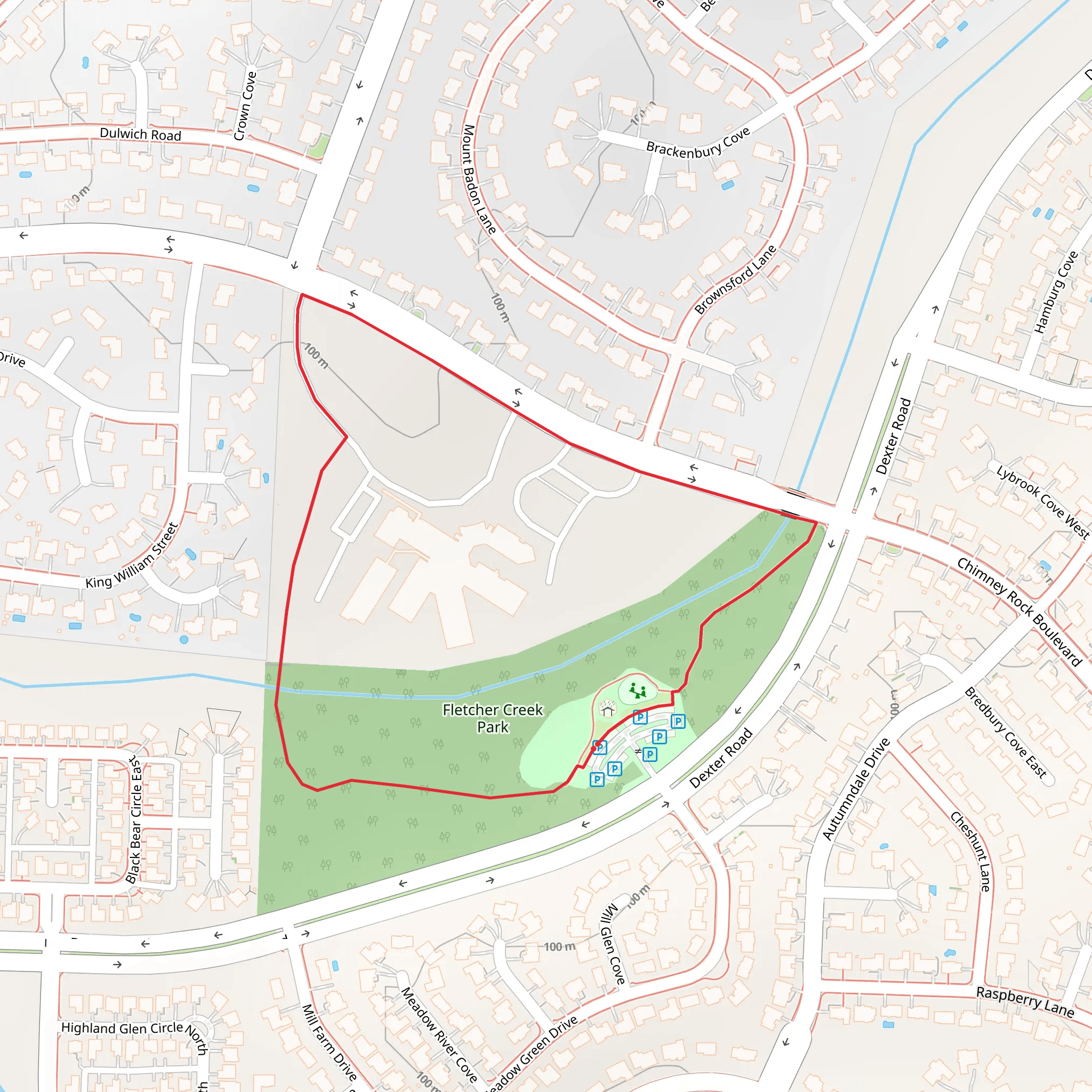 Fletcher Creek Park Loop mobile static map