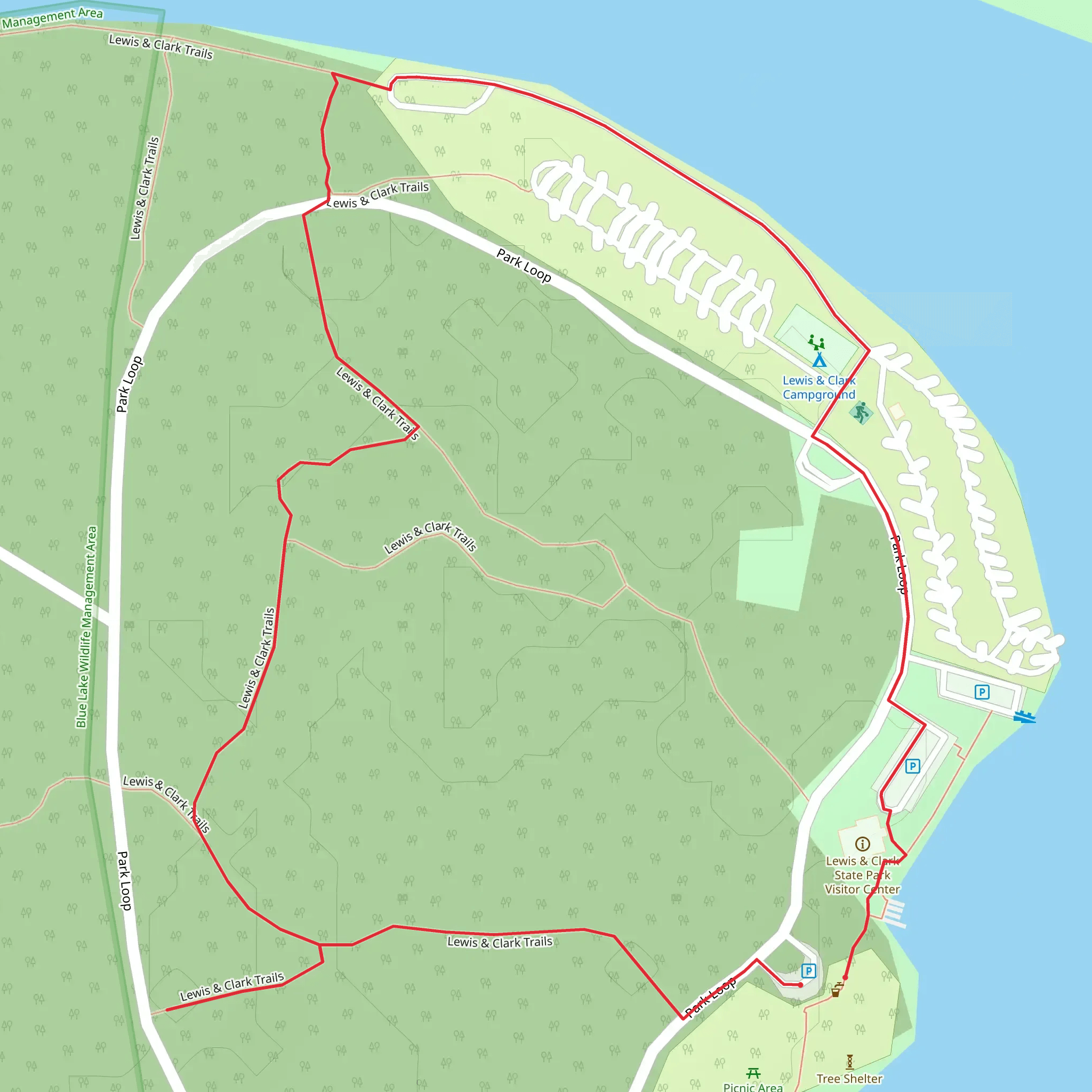 Lewis - Clark Campground and Lewis - Clark Loop Trail mobile static map