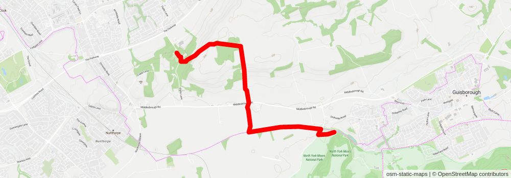 Roseberry Topping and Highcliff Nab from Eston stage 2 Map