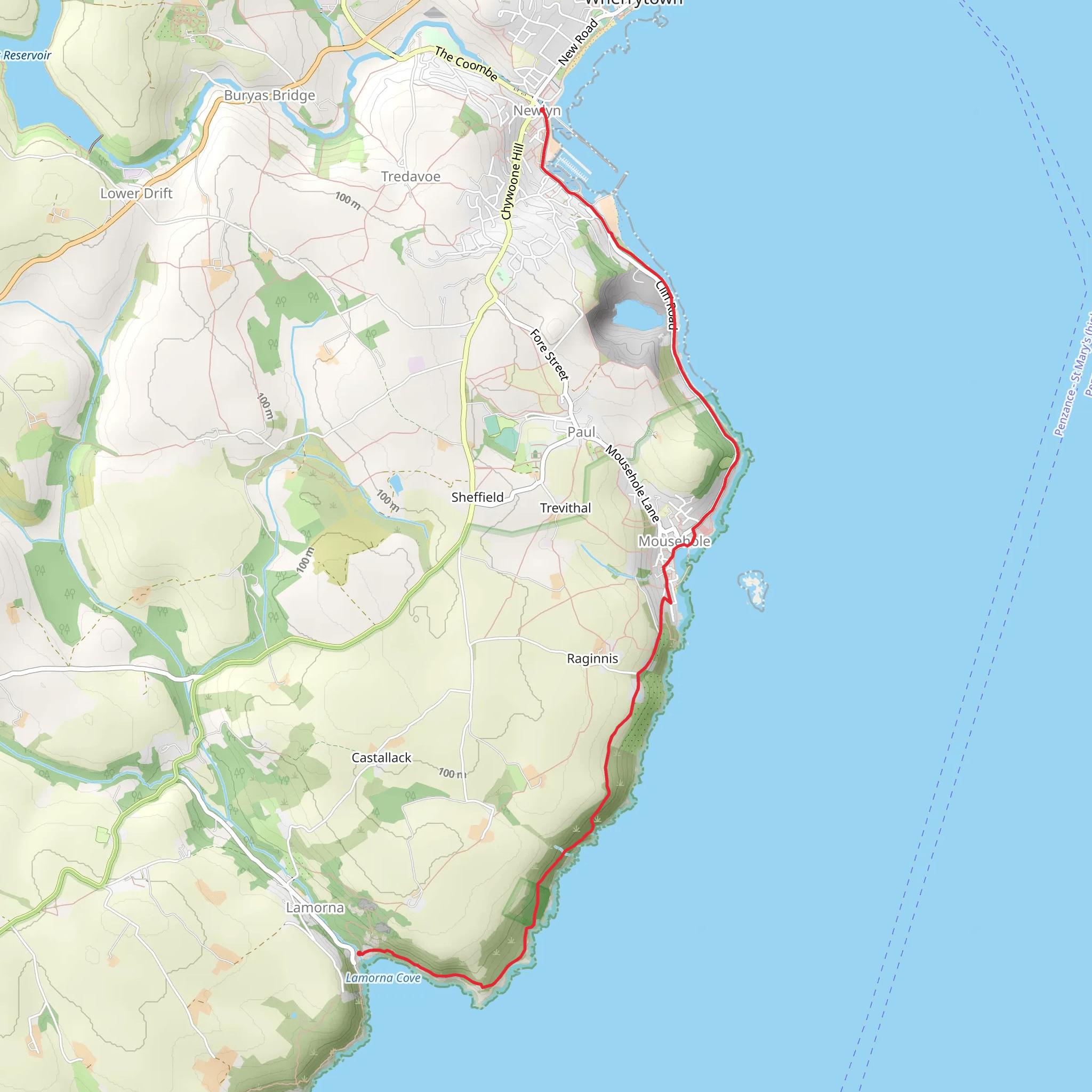 Lamorna Cove from Newlyn mobile static map