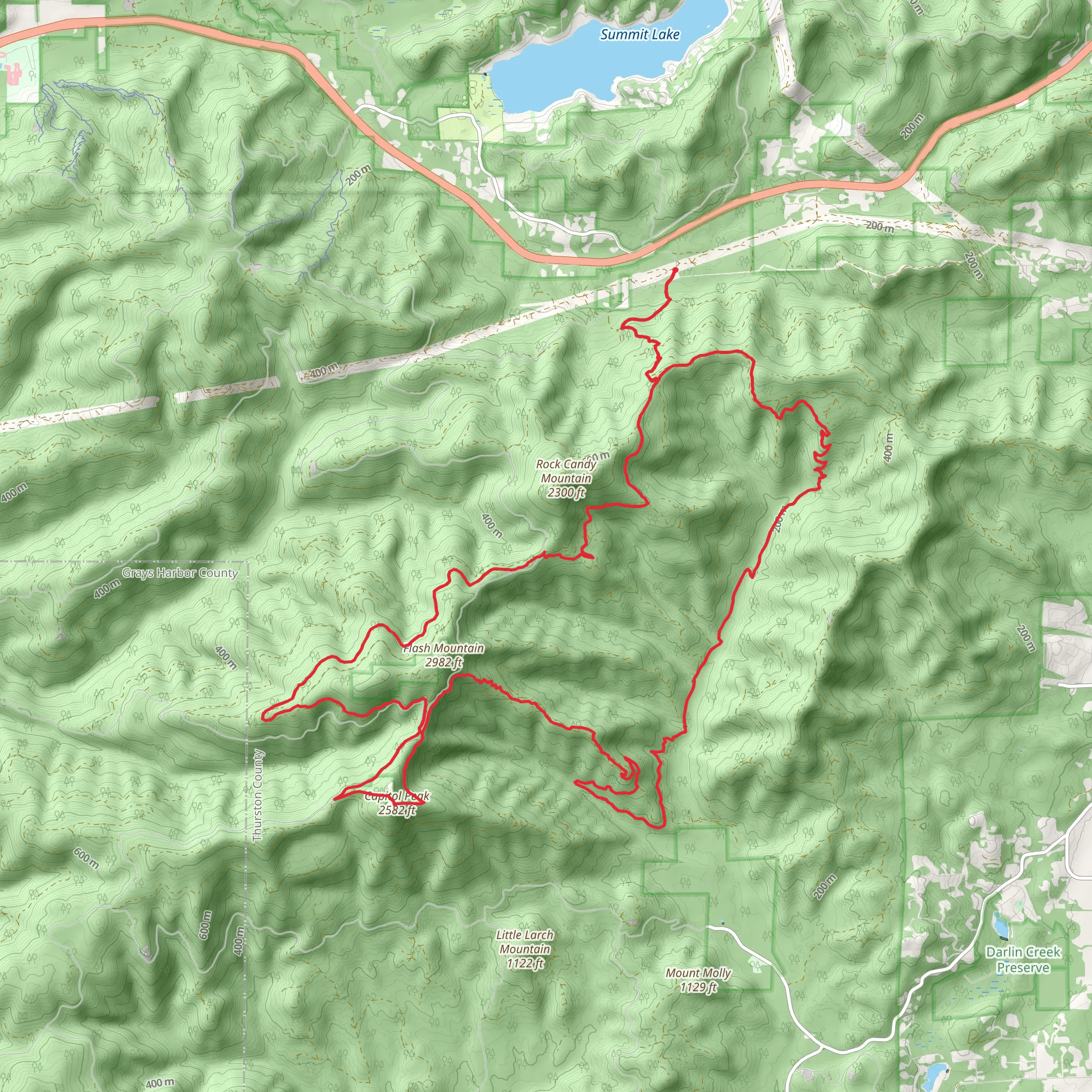 Twin Peaks Trail and Divide Trail North Loop mobile static map