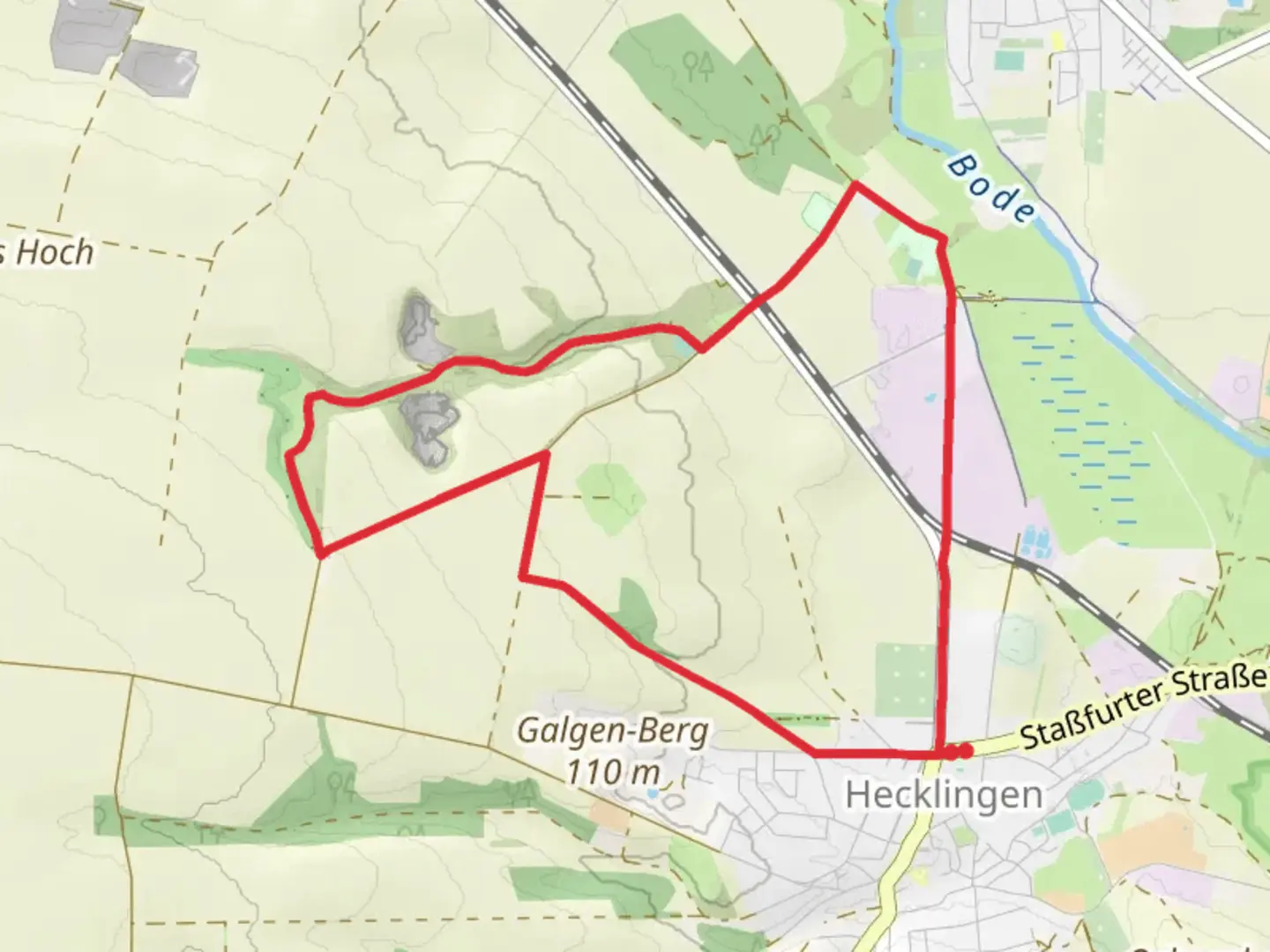 An image depicting the trail Hecklingen and Gansefurth Loop and its surrounding area.
