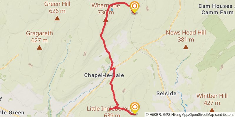 Yorkshire 3 Peaks Challenge stage 2 Map