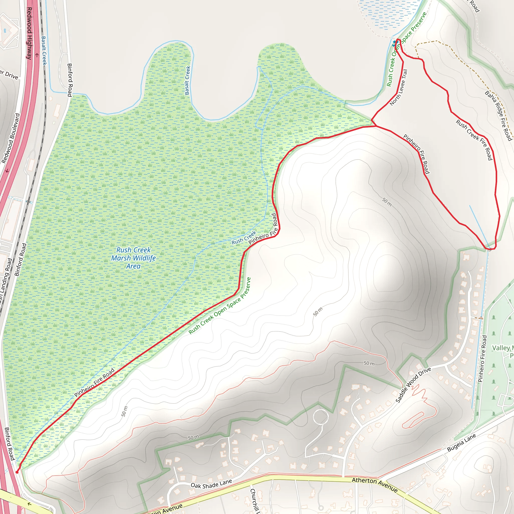 Rush Creek Loop via Pinheiro Fire Road mobile static map