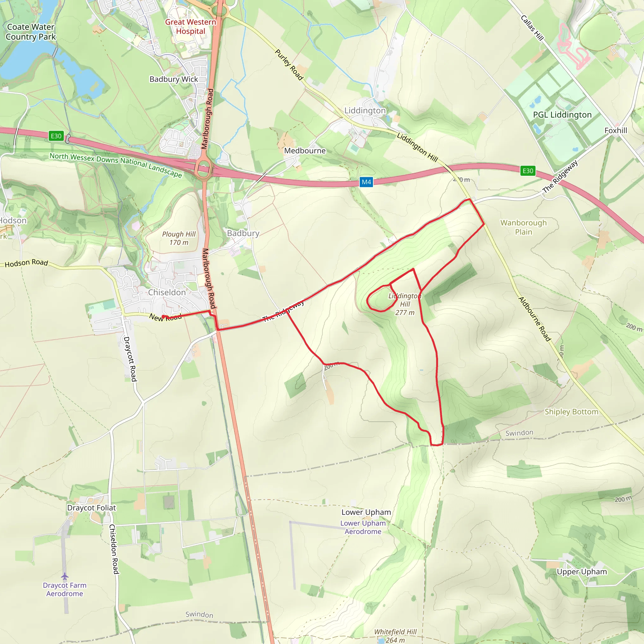Liddington Castle Loop mobile static map