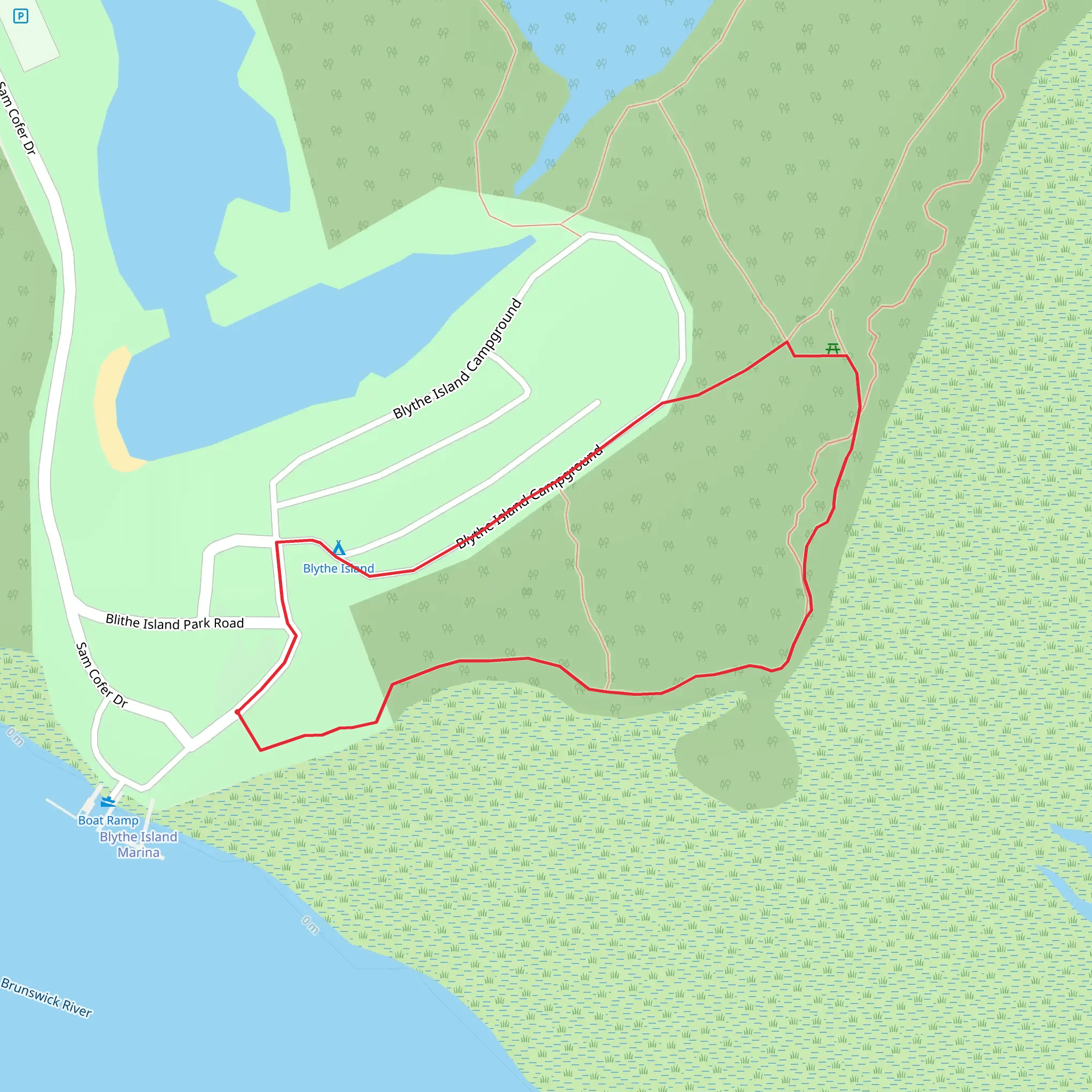 Blithe Island Park Road Loop mobile static map