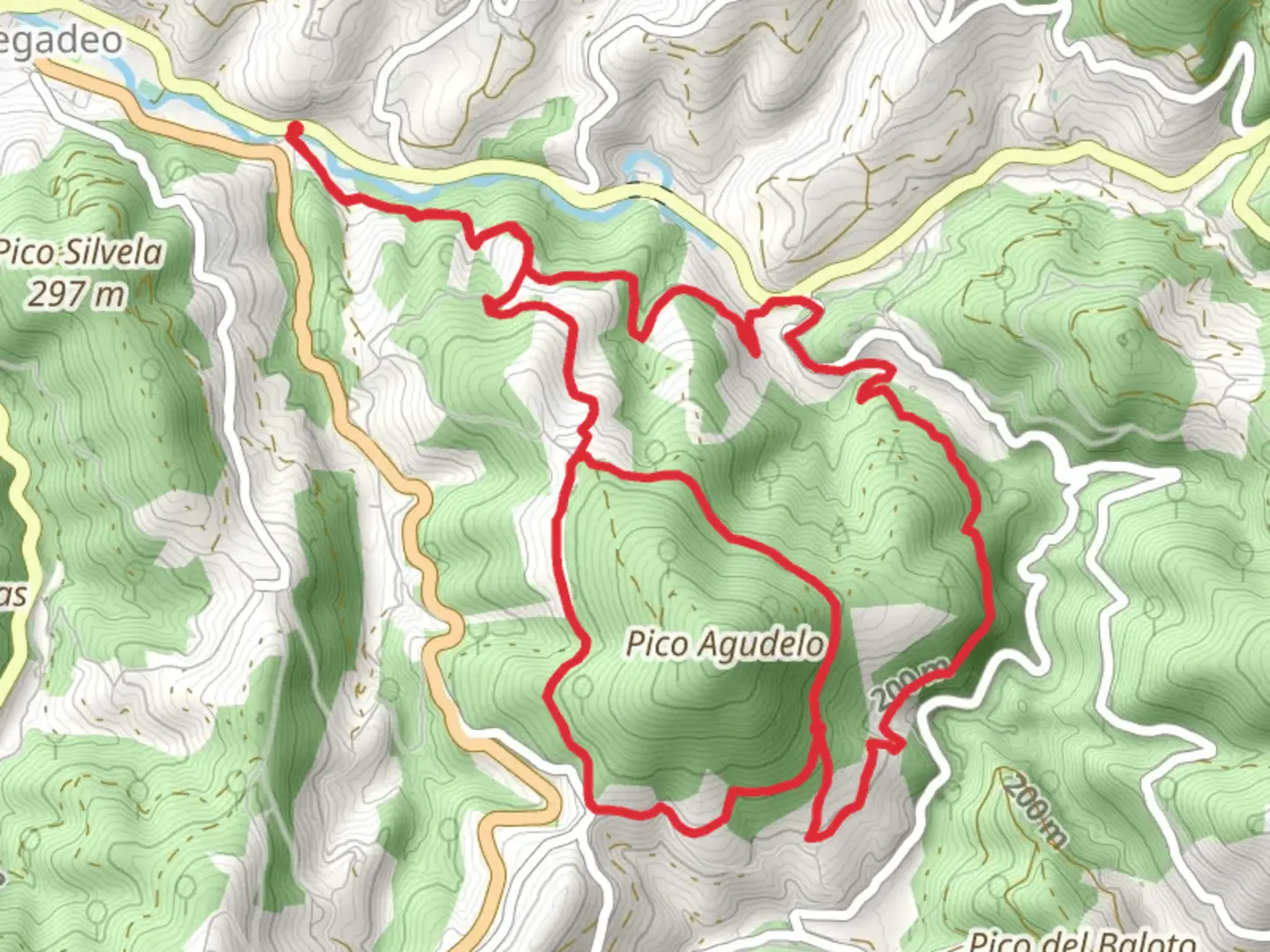 An image depicting the trail Route of the Mazo de Meredo and its surrounding area.