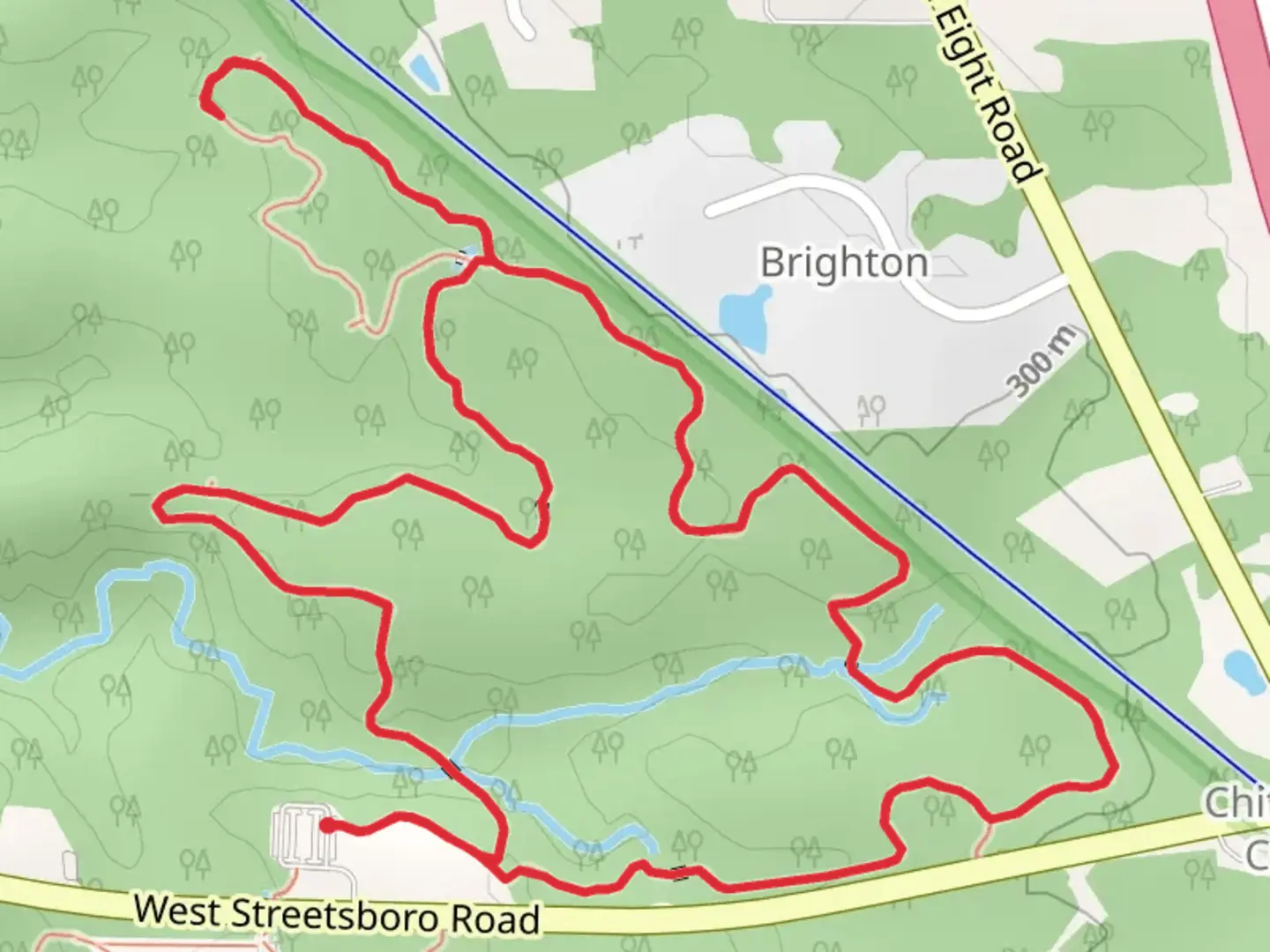 An image depicting the trail Boston Run Loop and its surrounding area.