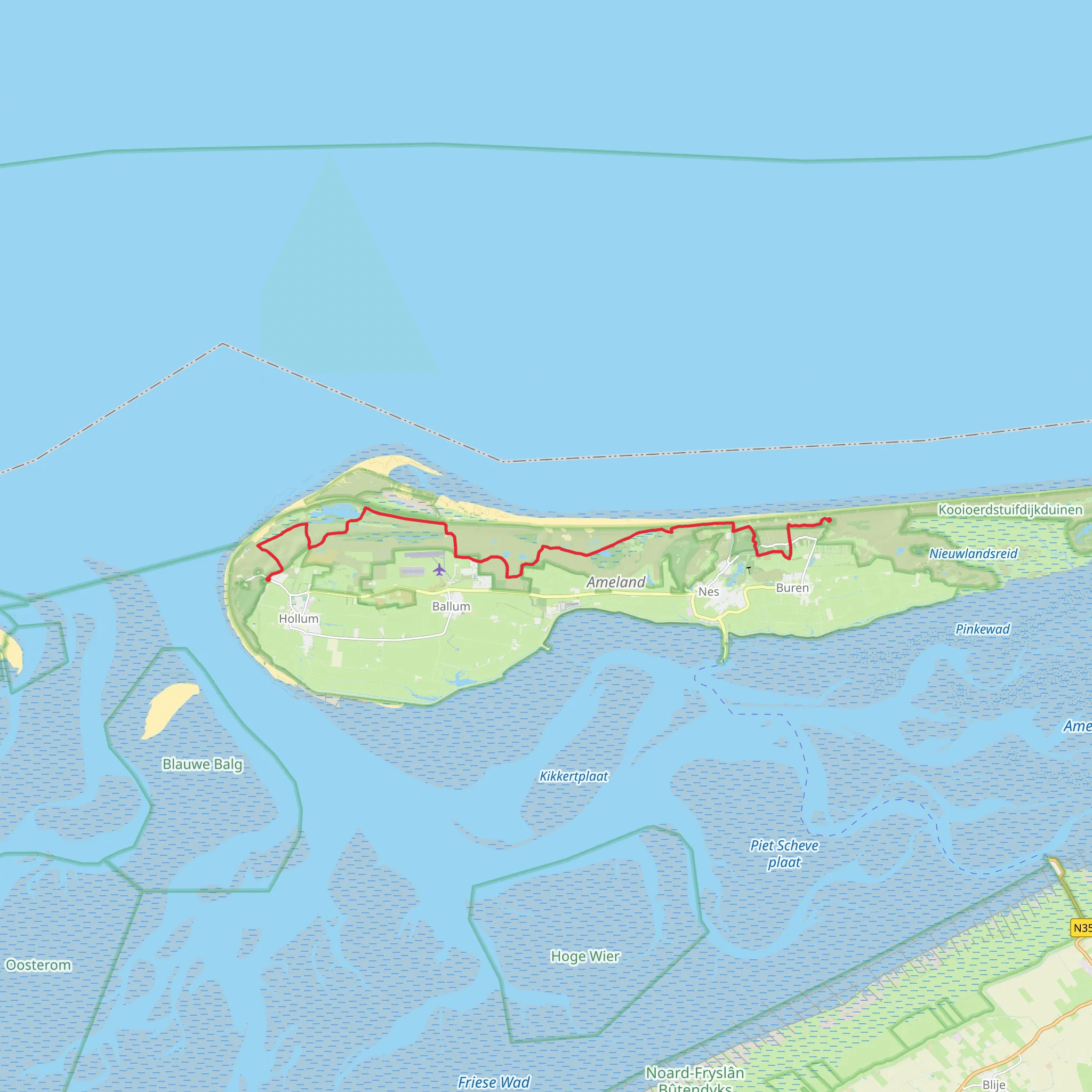 Hollumerduinen, Ballumerduinen, Zwanewaterduinen and Nesserbosch mobile static map