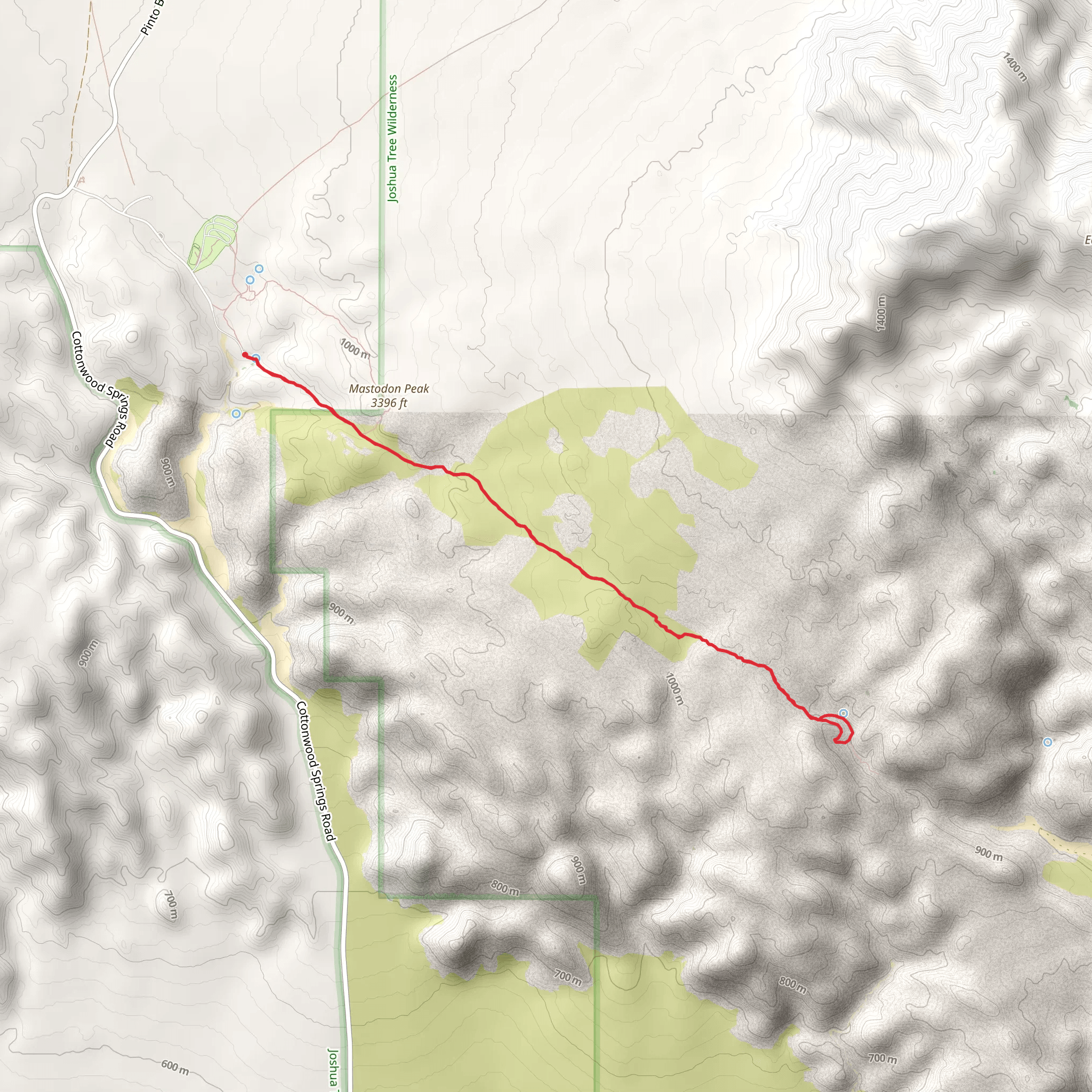 Lost Palms Oasis Trail via Mastodon Mine Loop Trail mobile static map