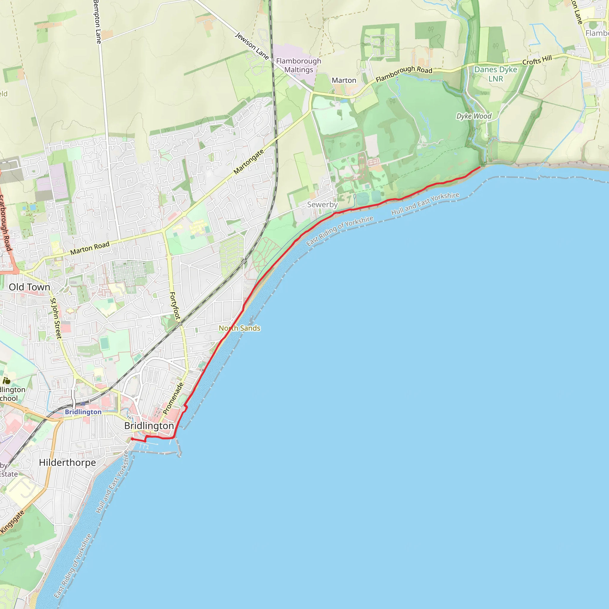 Dykes End via Headland Way mobile static map