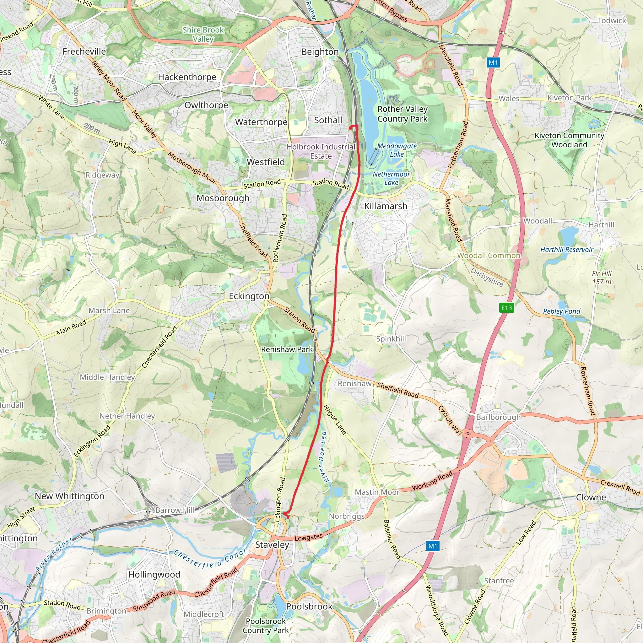 Rother Valley Lake and Trans Pennine Trail mobile static map