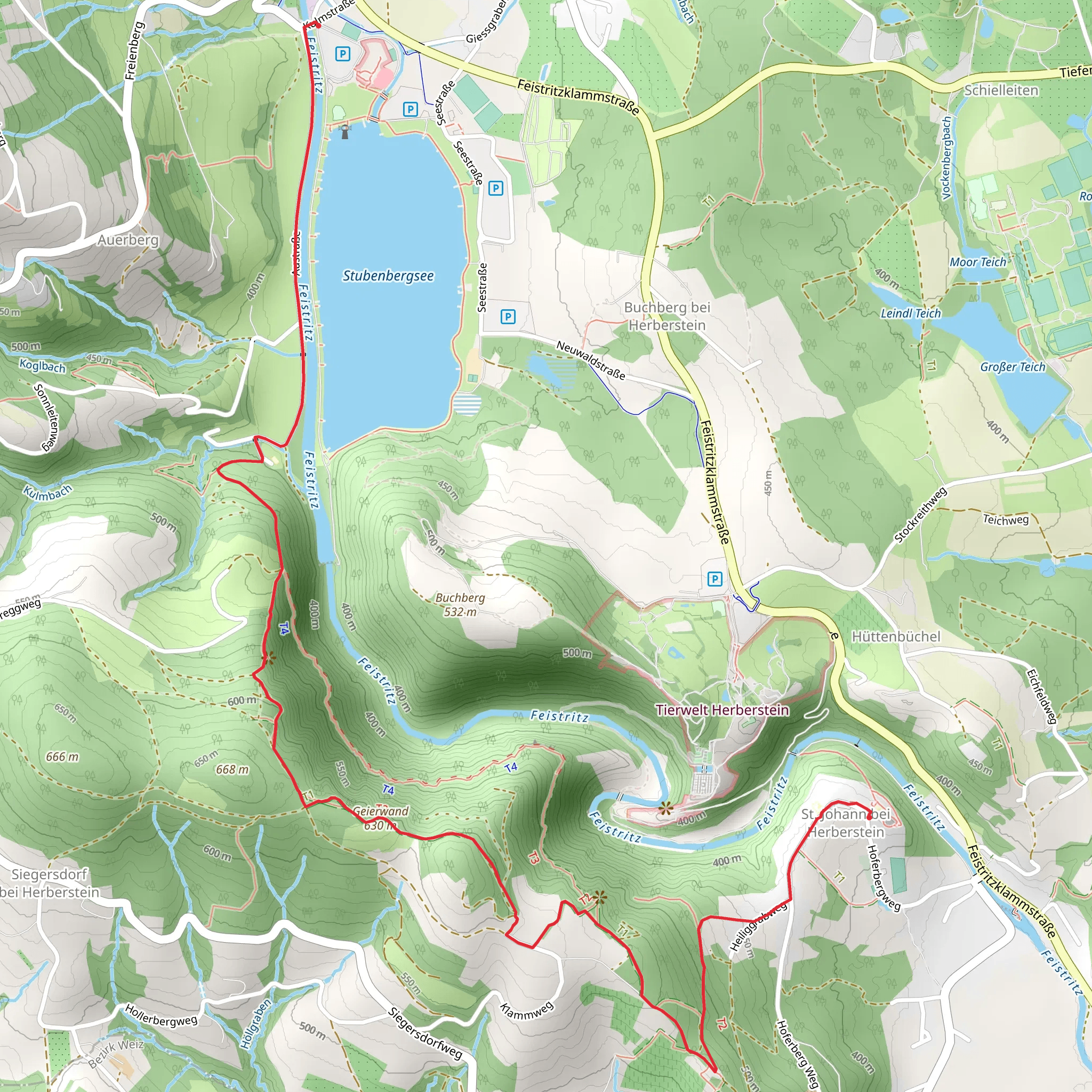Vulture Wall Trail from Lake Stubenberg mobile static map